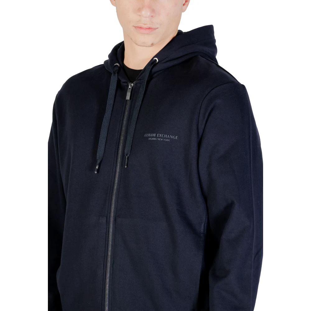 Armani Exchange Blue Cotton Hoodie by Armani Exchange