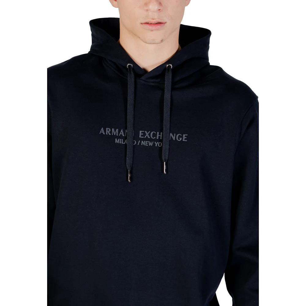 Armani Exchange – Hoodie en Coton Bleu avec Logo Brodé | FW25