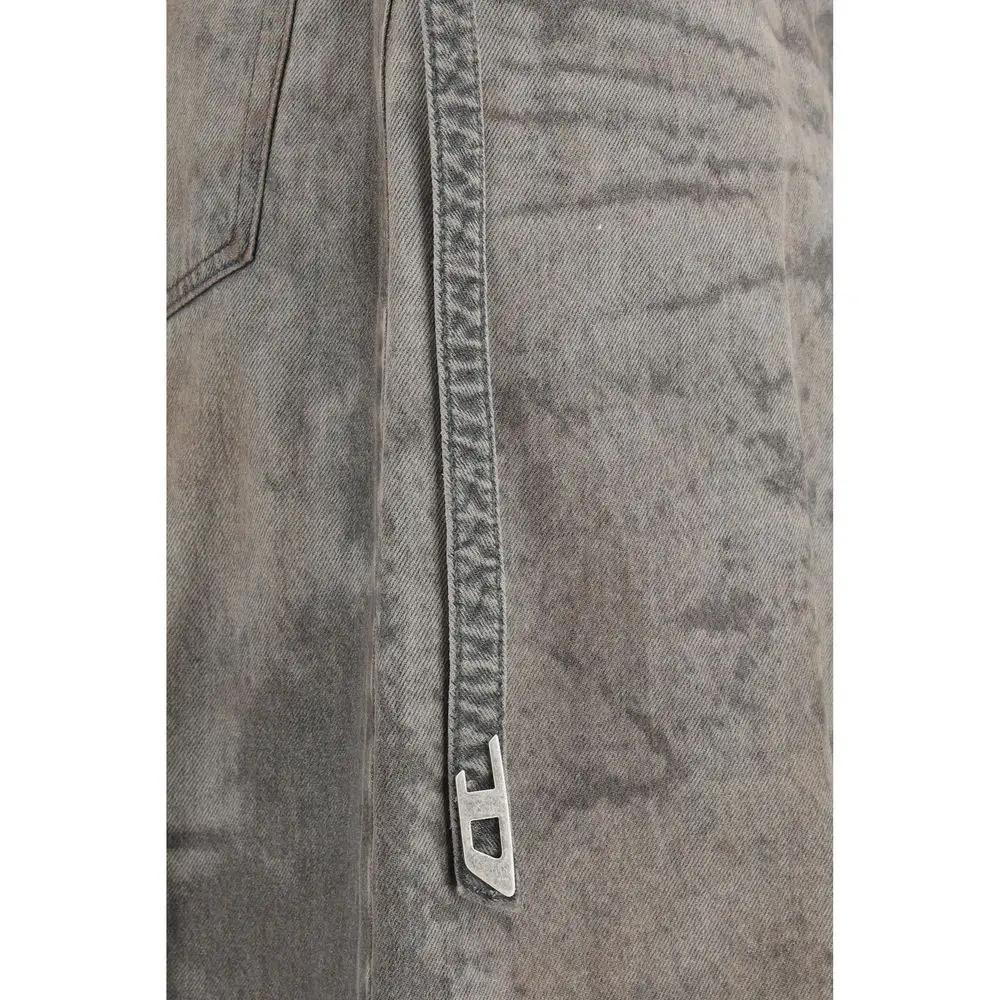 Diesel Gray Lyocell Midi Skirt by Diesel