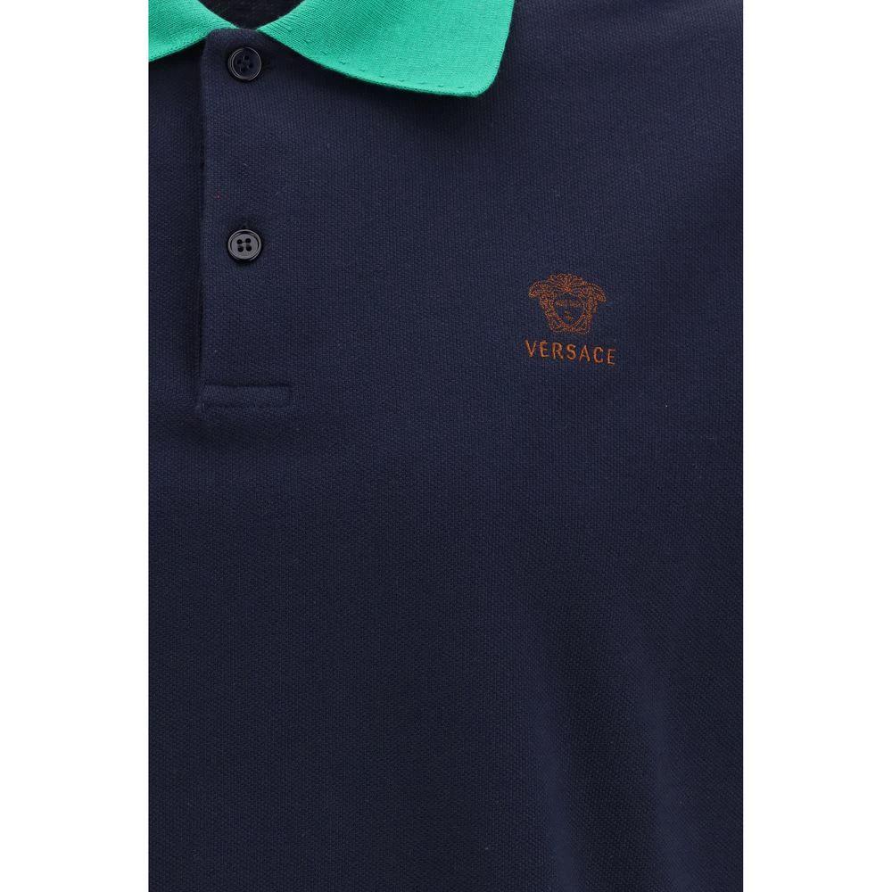 Versace Blue Cotton Polo Shirt by Versace