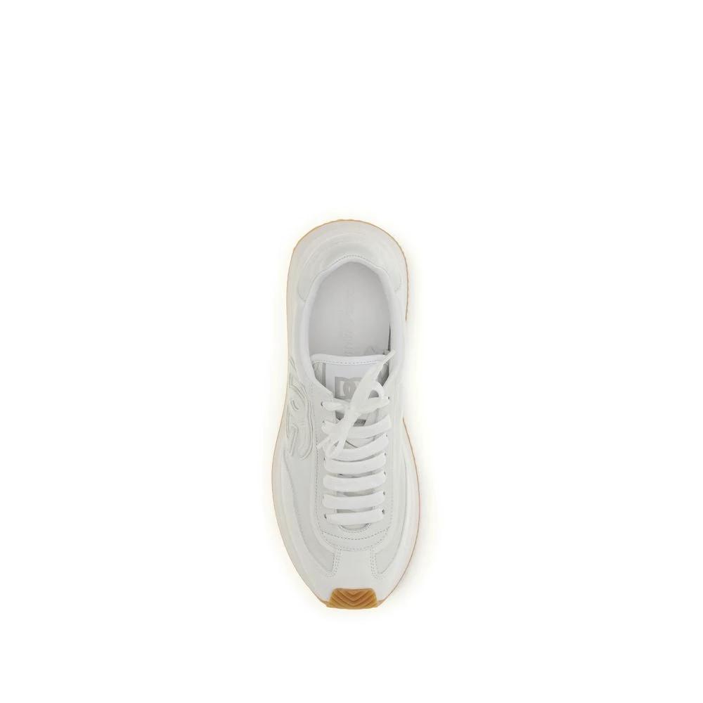 Dolce & Gabbana White Calf Leather Bos Taurus Athletic Sneakers by Dolce & Gabbana