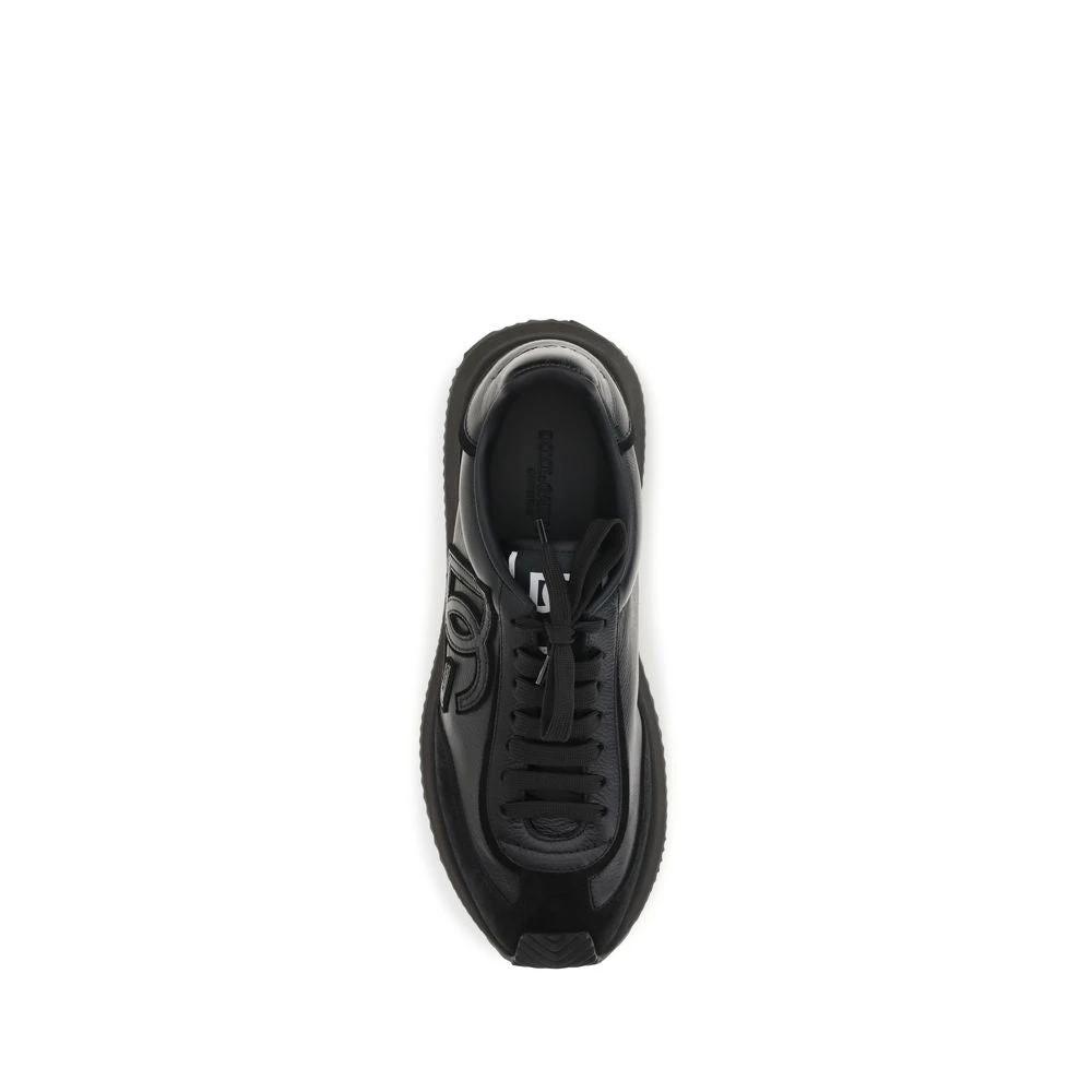 Dolce & Gabbana Black Calf Leather Bos Taurus Athletic Sneakers by Dolce & Gabbana