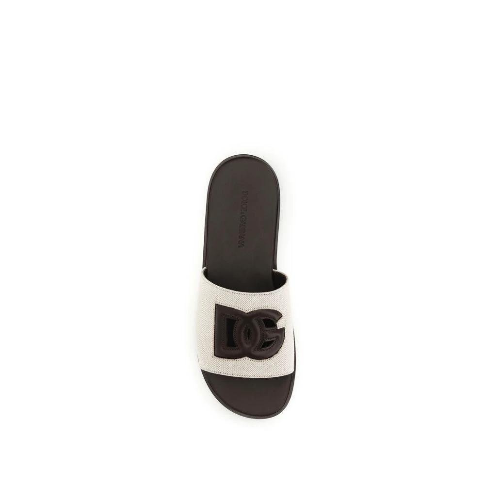 Dolce & Gabbana Beige Calf Leather Bos Taurus Flat Sandals by Dolce & Gabbana