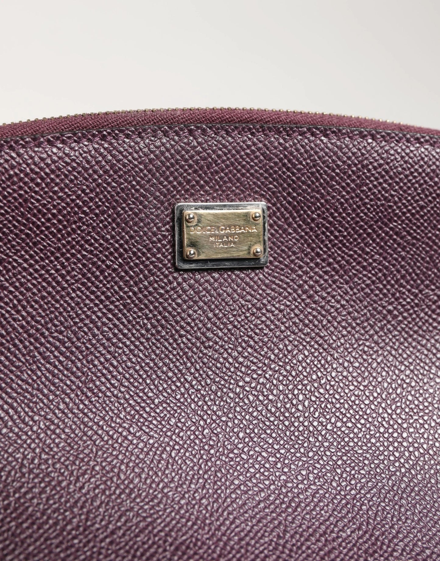 Dolce & Gabbana Dark Purple Leather DG Logo Zip Around Hand Purse Wallet by Dolce & Gabbana