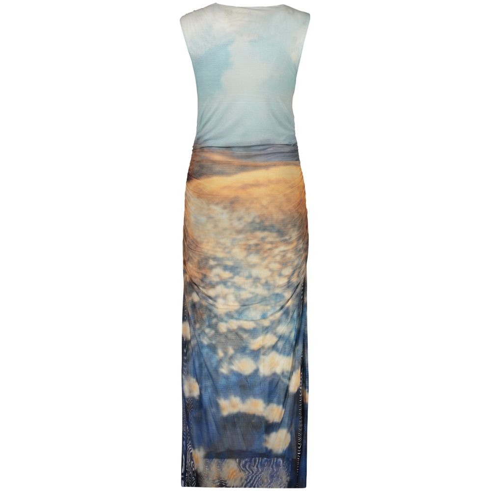 Robe Desigual femme Vermont longue sans manches en polyester bleu azur – DE-43972