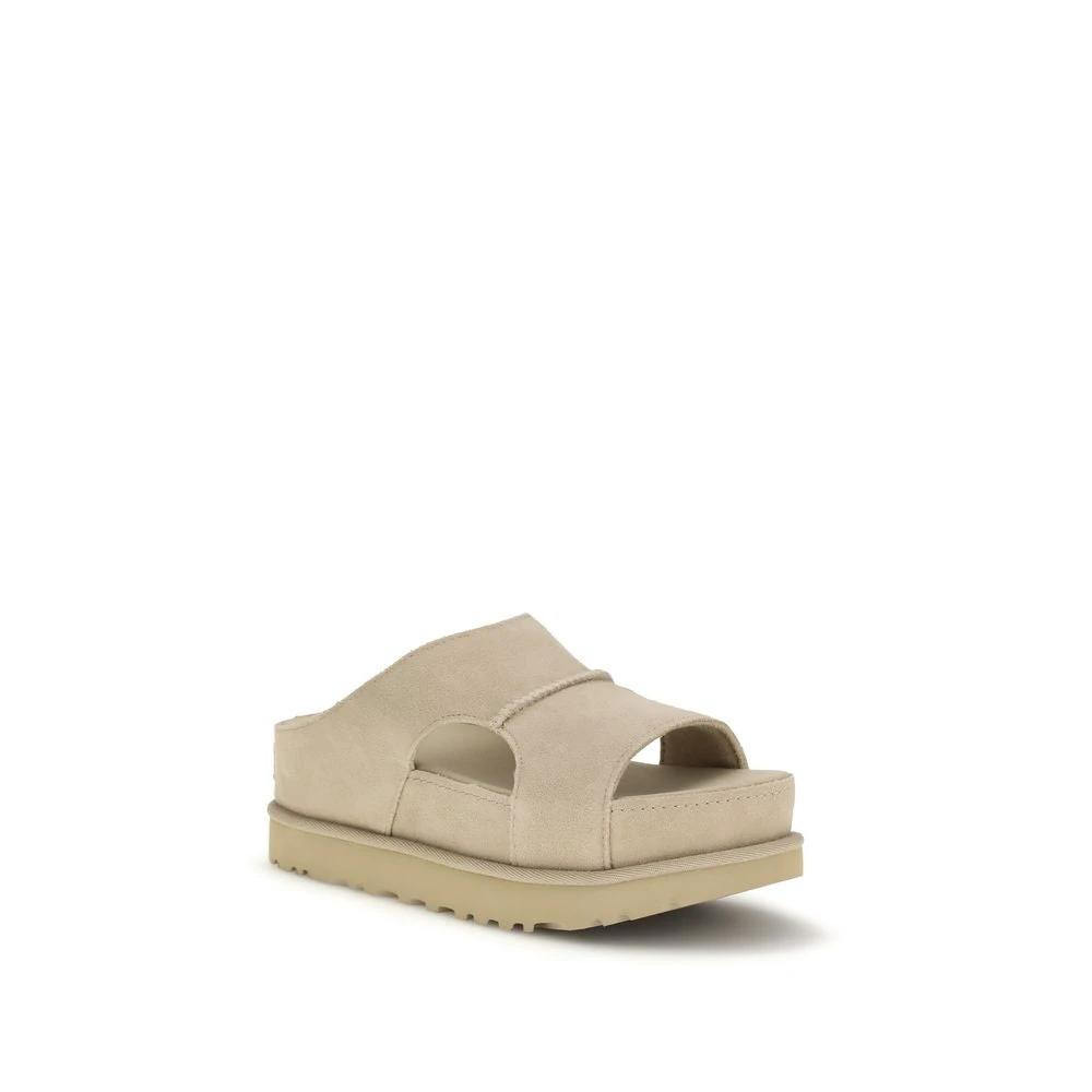 UGG Beige Calf Leather Bos Taurus Platform Sandals by UGG