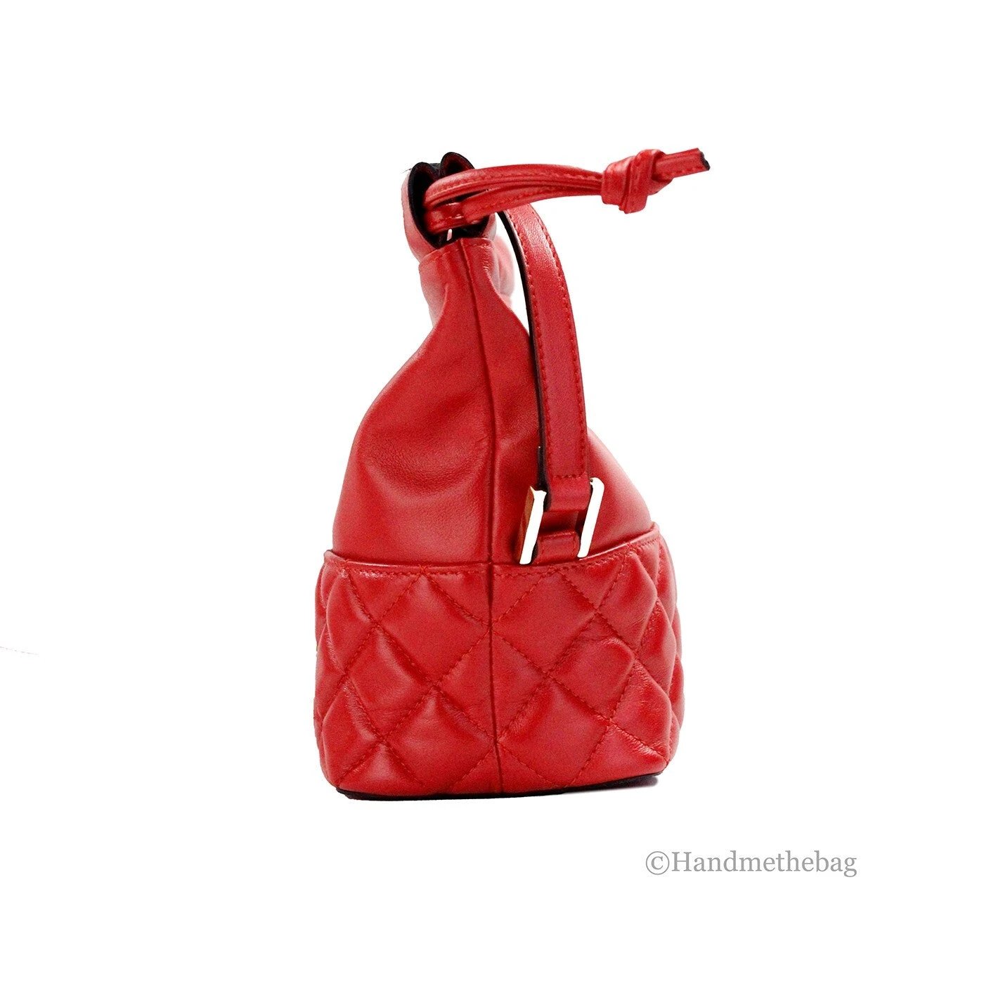 Versace Red Quilted Leather Drawstring Shoulder Bag Bucket Crossbody Handbag by Versace