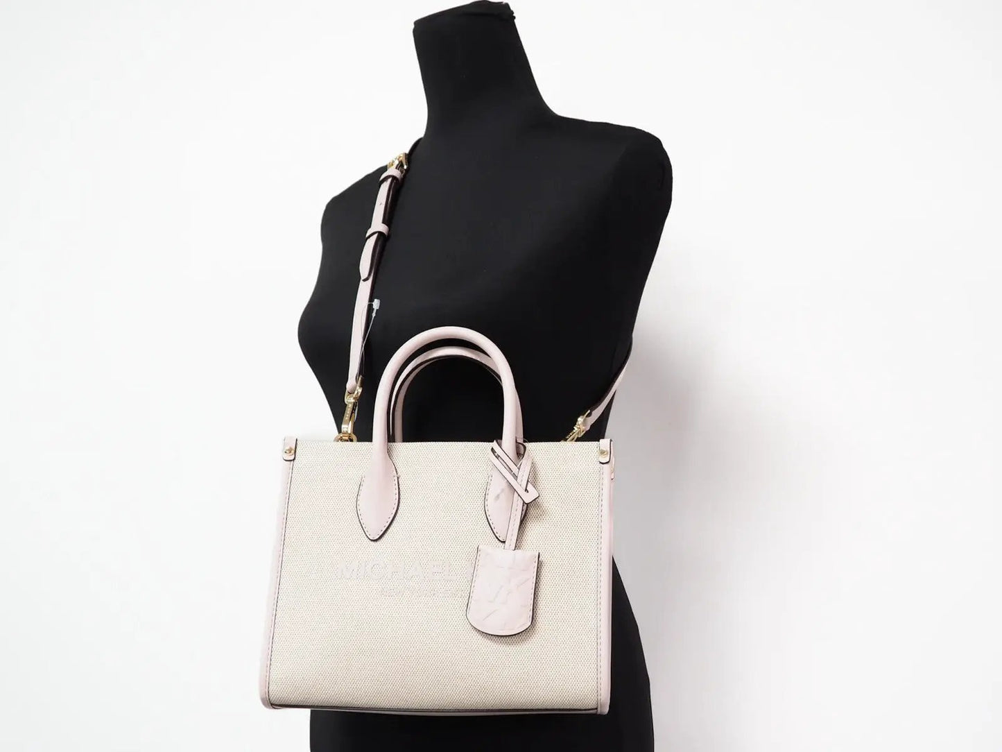 Michael Kors Mirella Small Powder Blush Canvas Shopper Crossbody Handbag Purse by Michael Kors