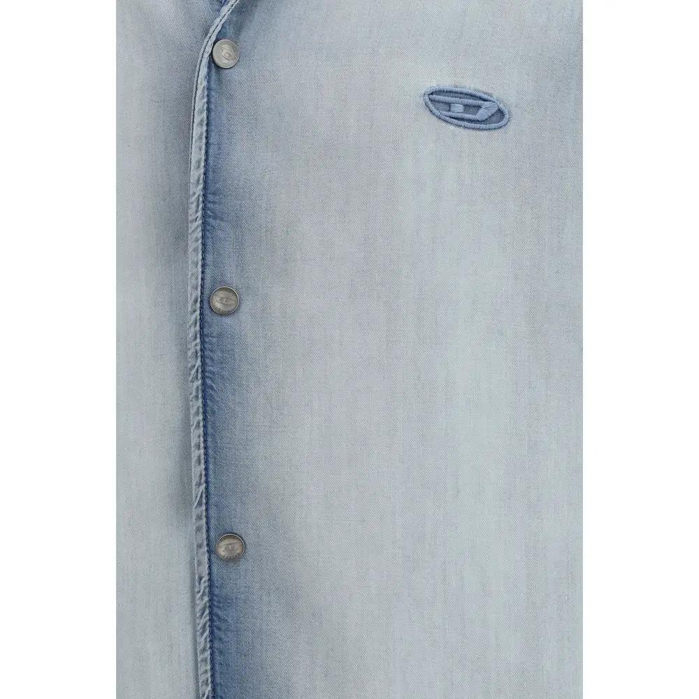 Diesel Blue Lyocell Shortsleeve Shirt by Diesel