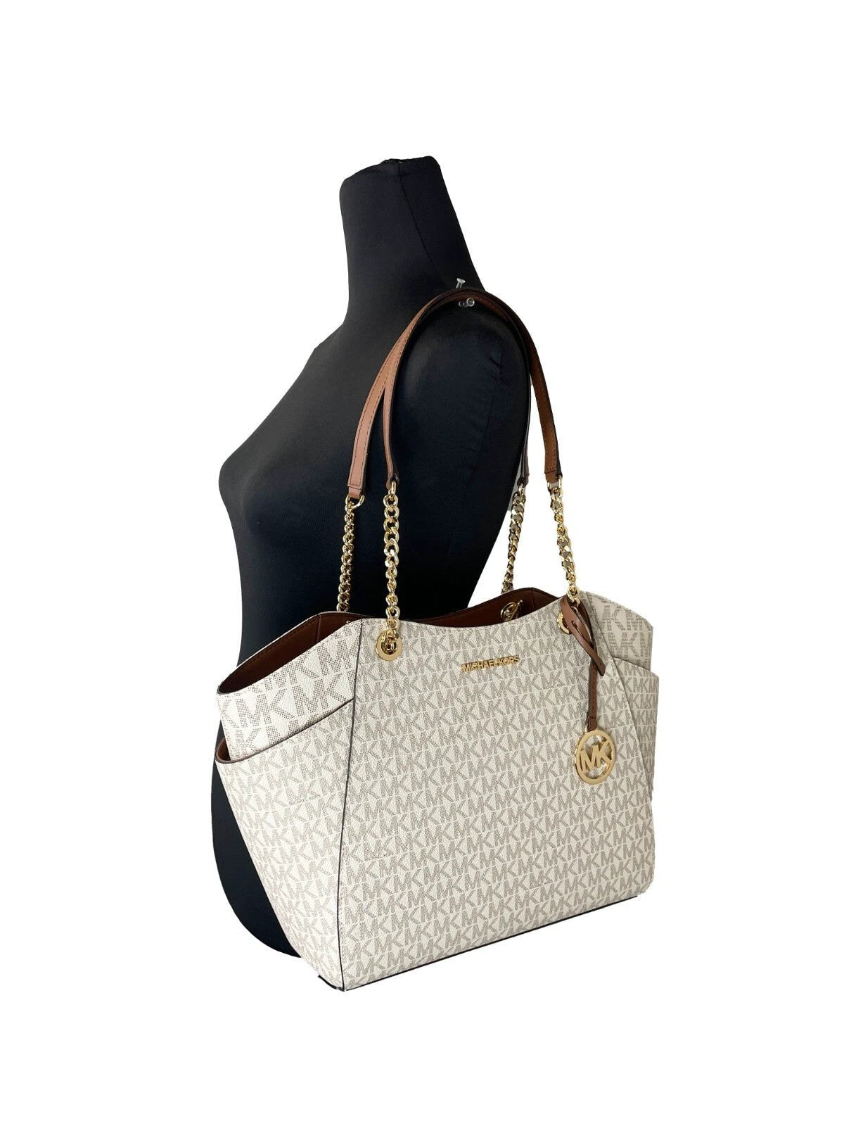 Michael Kors Jet Set Travel Large Logo Tote, Vanilla by Michael Kors