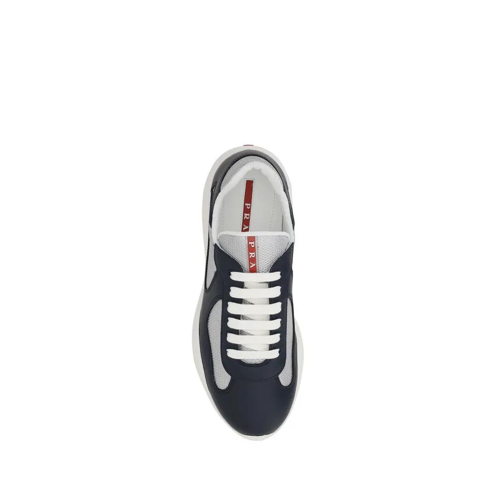 Prada Blue Calf Leather Bos Taurus Athletic Sneakers by Prada