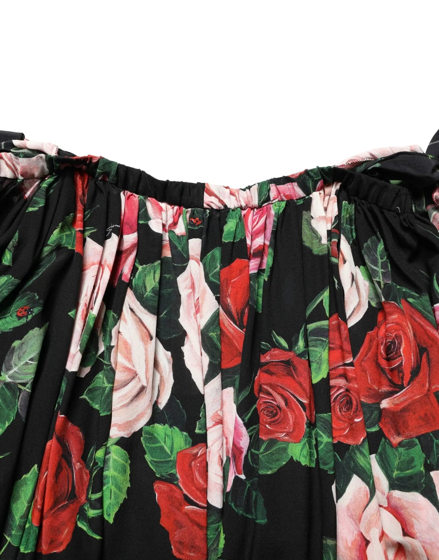 Dolce & Gabbana Black Rose Print Silk Off The Shoulder Blouse Top by Dolce & Gabbana