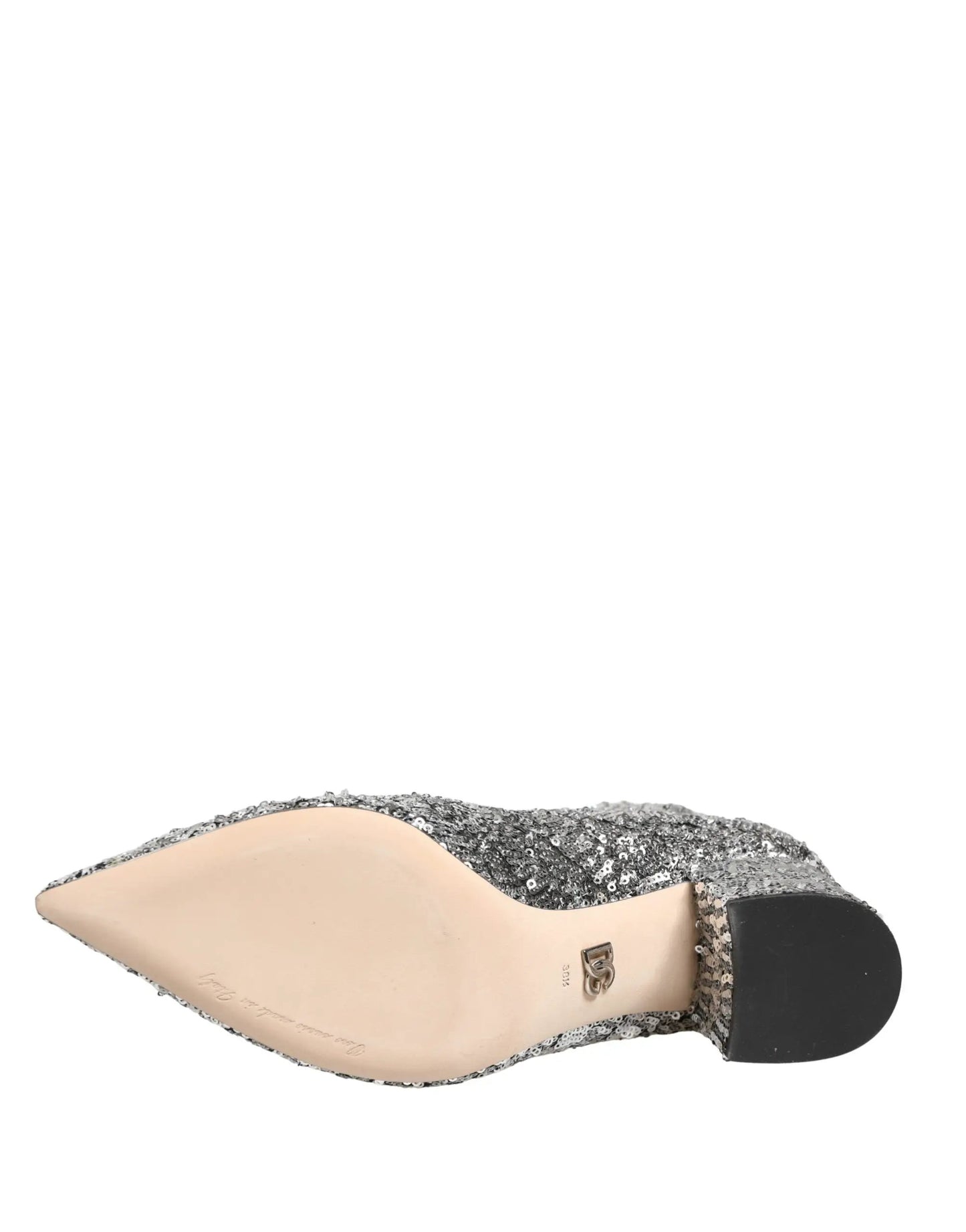 Dolce & Gabbana Silver Sequined Short Boots Stretch Shoes by Dolce & Gabbana