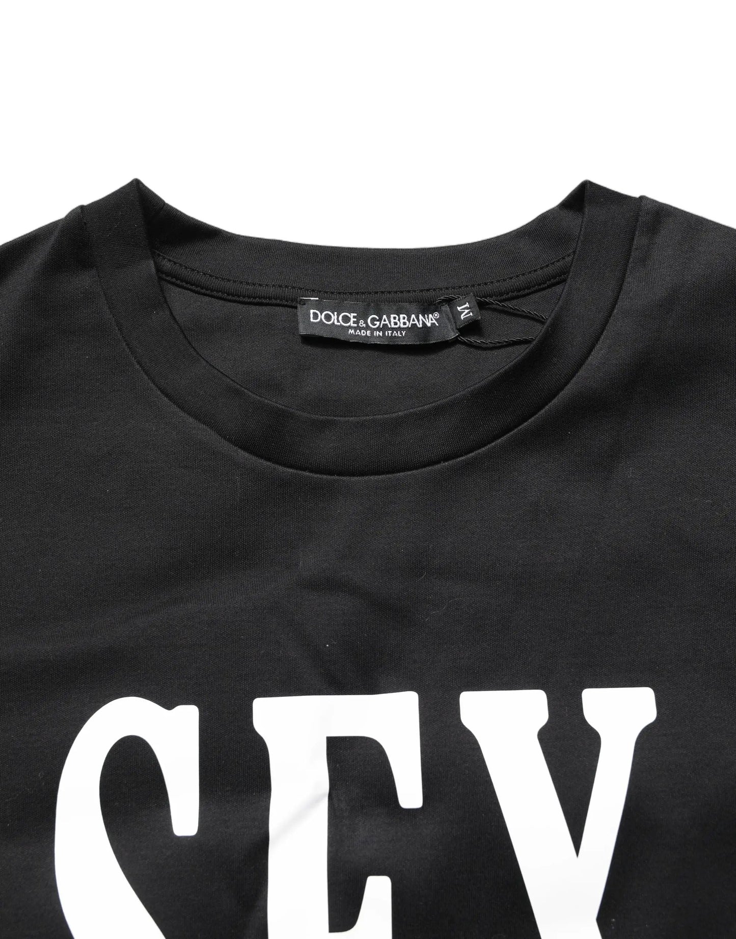 Dolce & Gabbana Black Jersey Graphic Short Sleeve Crew Neck T-shirt by Dolce & Gabbana
