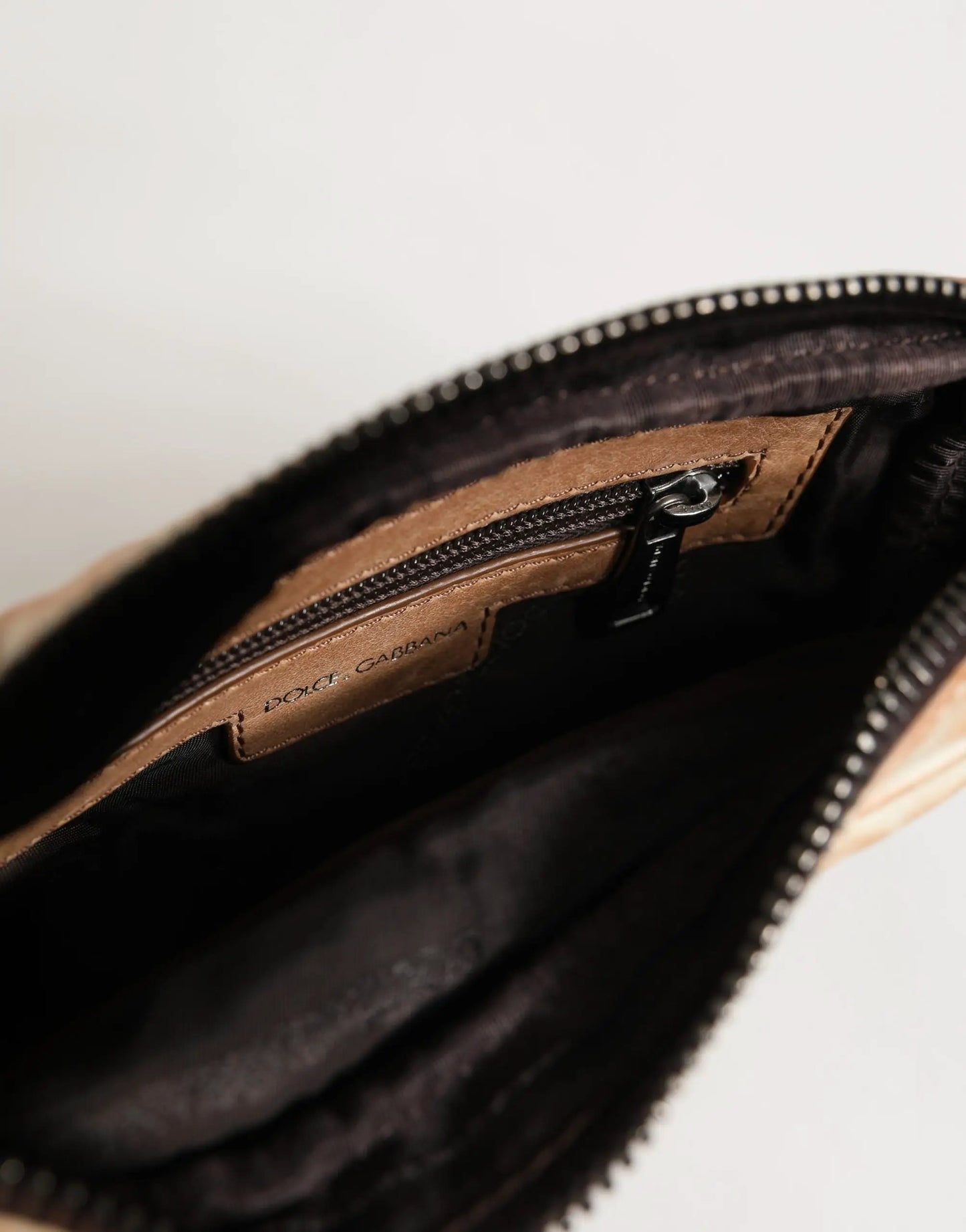 Dolce & Gabbana Beige Vintage Leather Logo Plaque Shoulder Borse Men Bag by Dolce & Gabbana