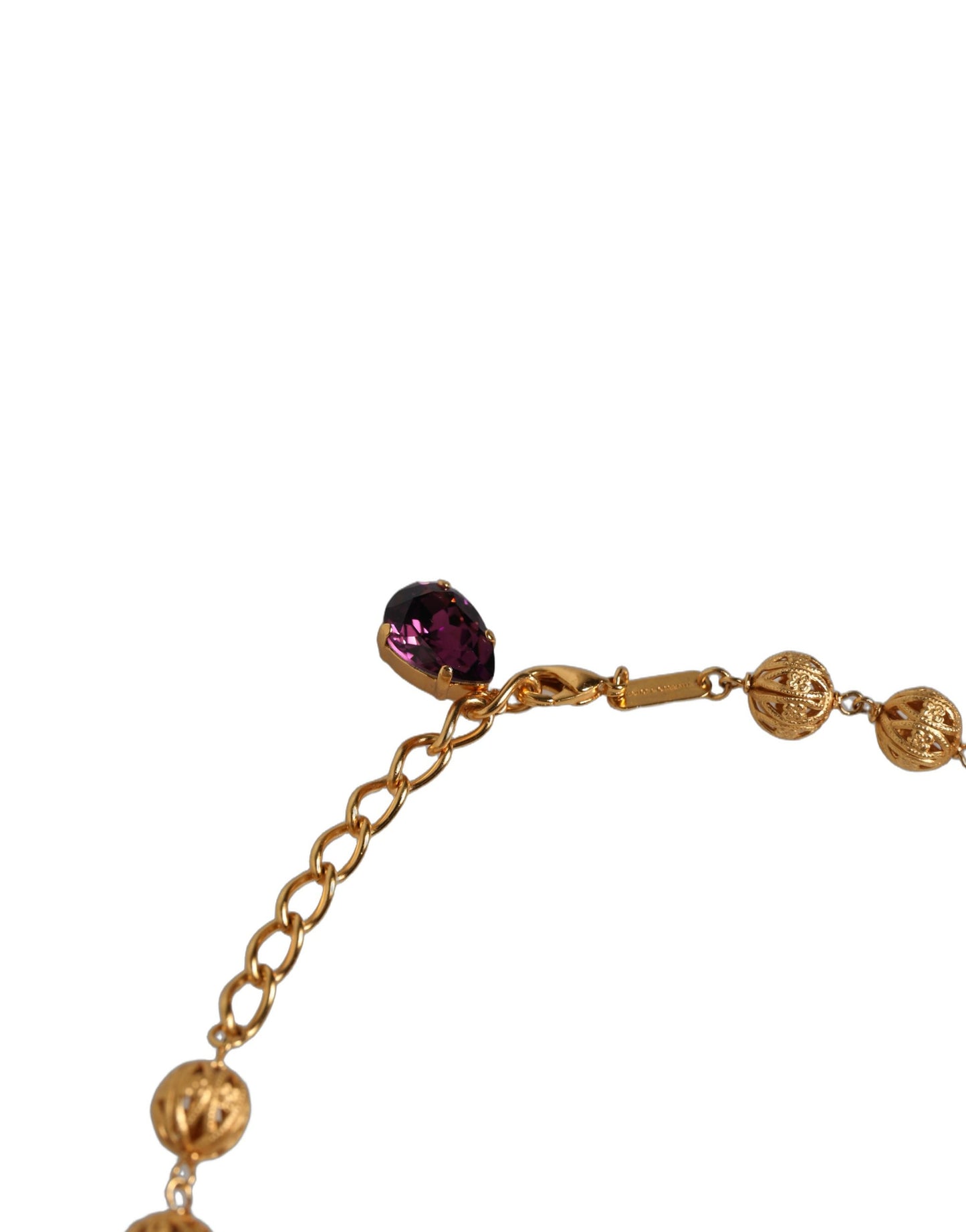 Dolce & Gabbana – Collier Charm Doré Fleurs & Cristaux Multicolores
