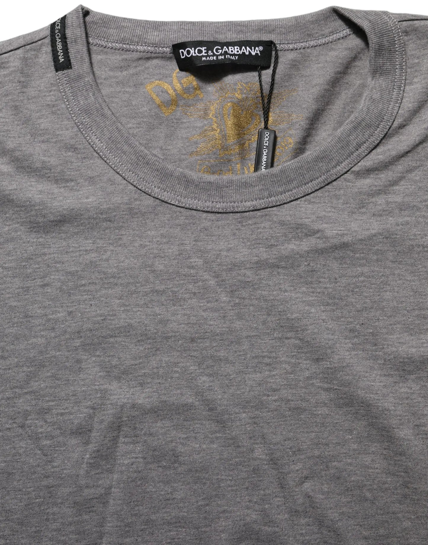 Dolce & Gabbana Grey Cotton Short Sleeves Crew Neck T-shirt by Dolce & Gabbana