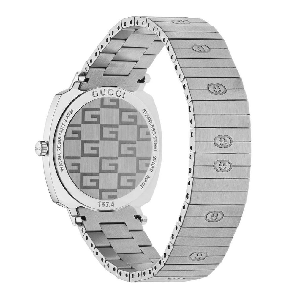 Gucci – Montre Habillée Femme Acier Gris | Quartz | Cadran Gris 35mm | Verre Saphir | Fonction Grip