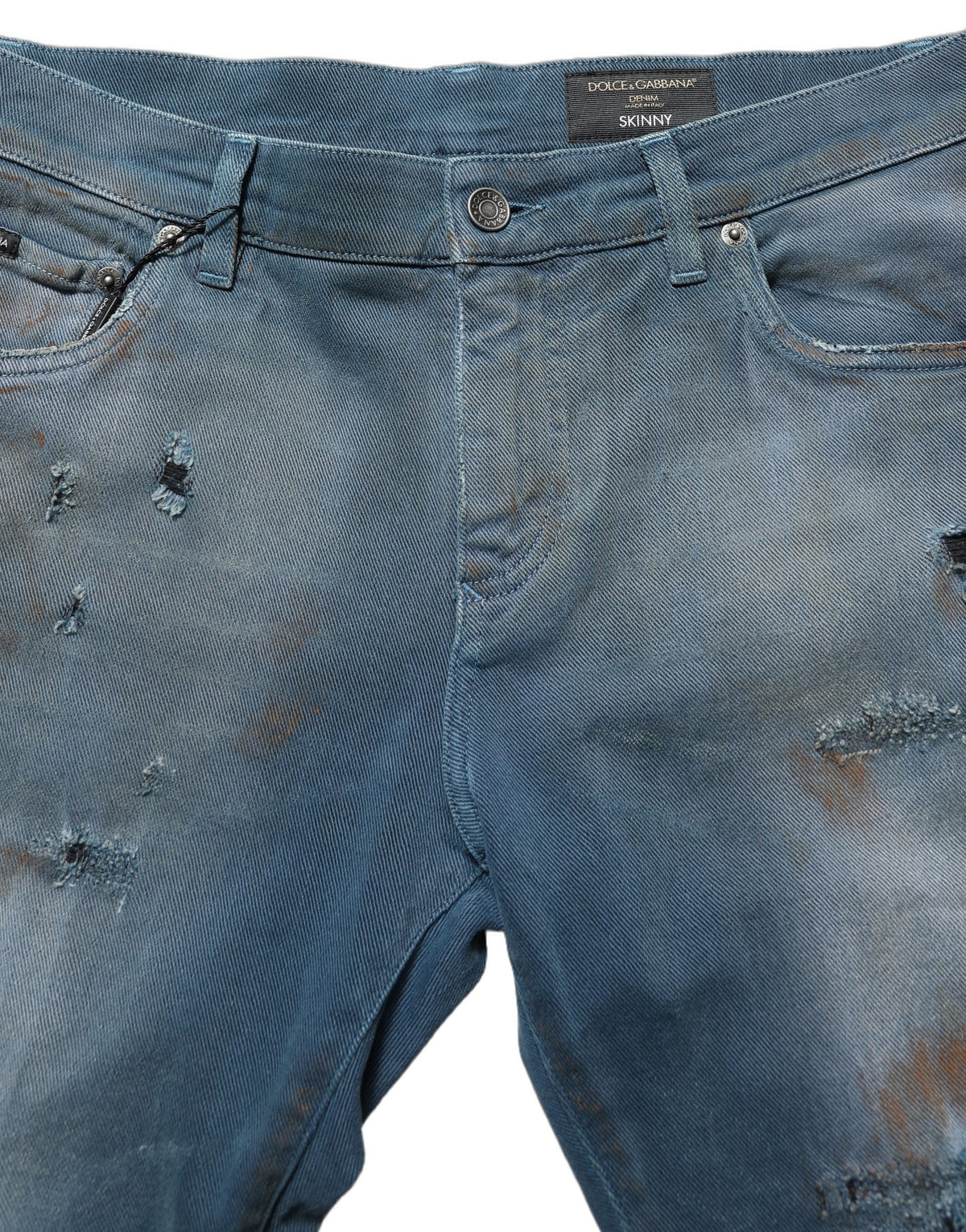 Jean Dolce & Gabbana homme skinny destroy en coton bleu – PAN77527
