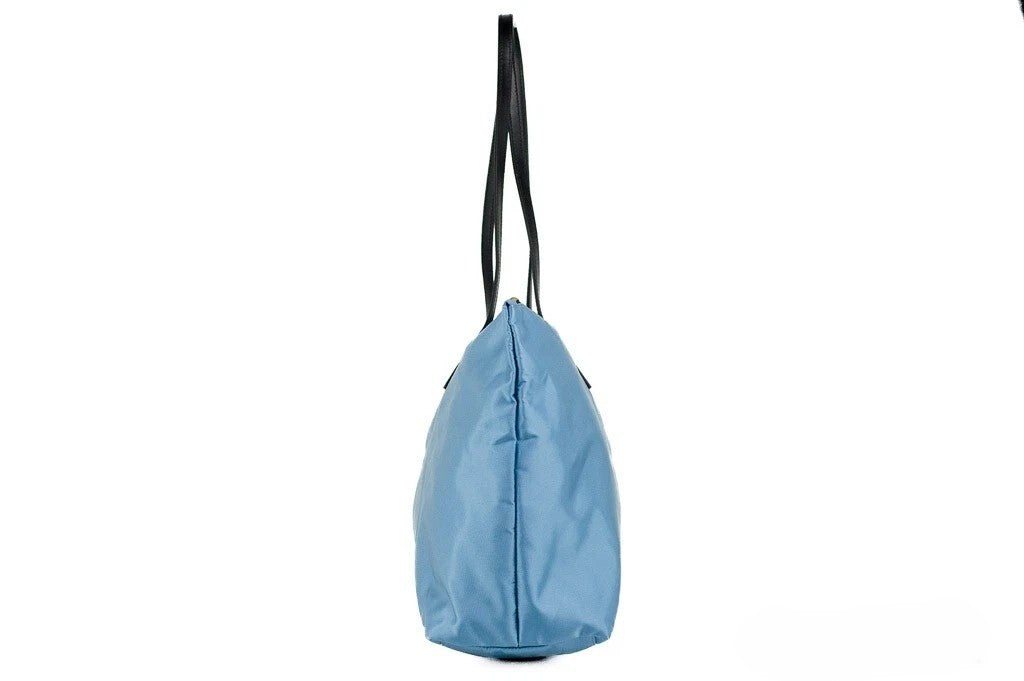 Sac cabas Versace Portuna Medusa Medium en nylon et cuir bleu bleuet – VE84895509NY