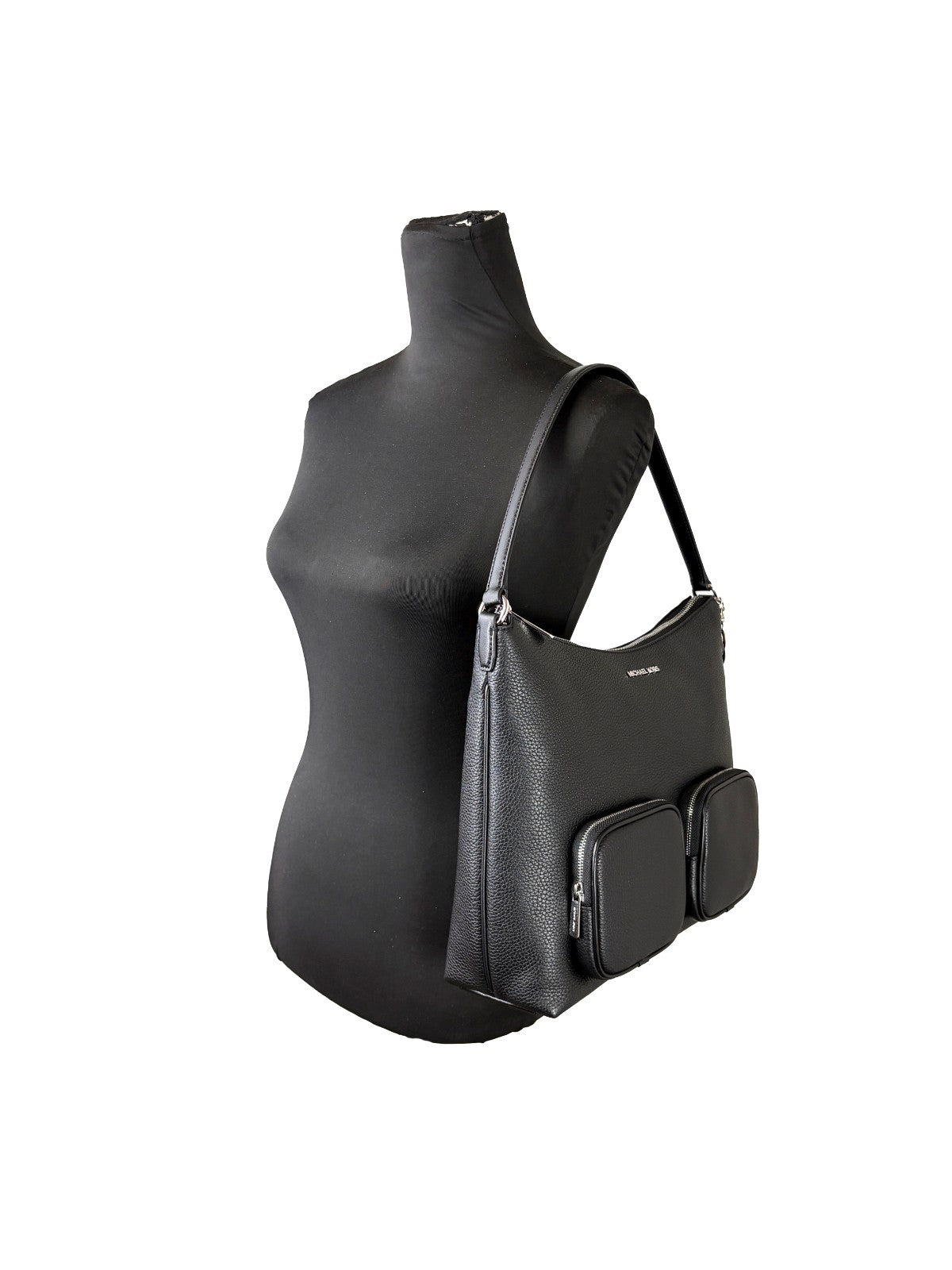 Sac porté épaule Michael Kors Merritt Large Cargo en cuir grainé noir