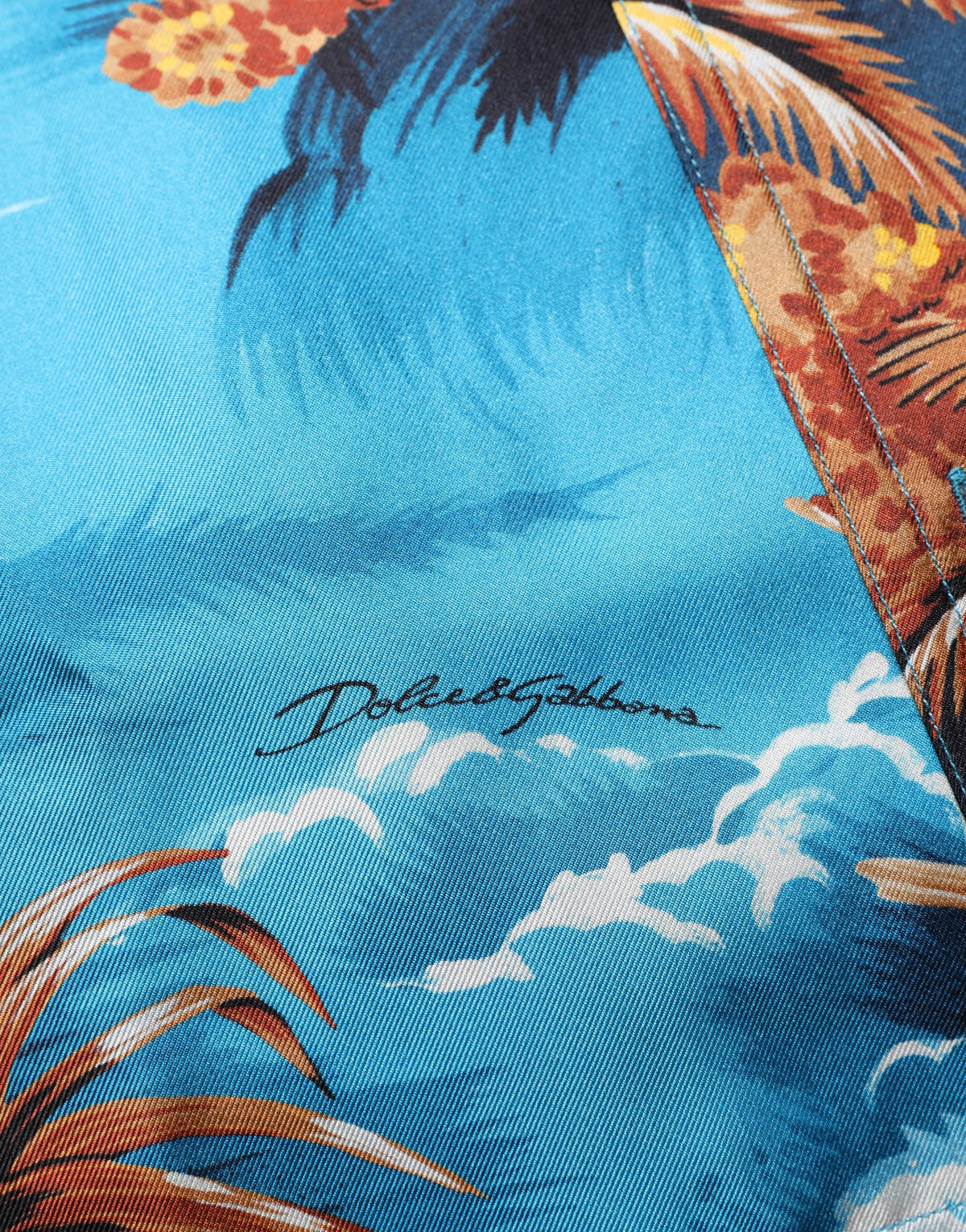 Chemise Dolce & Gabbana en sergé de soie bleu à imprimé hawaïen – TSH92209