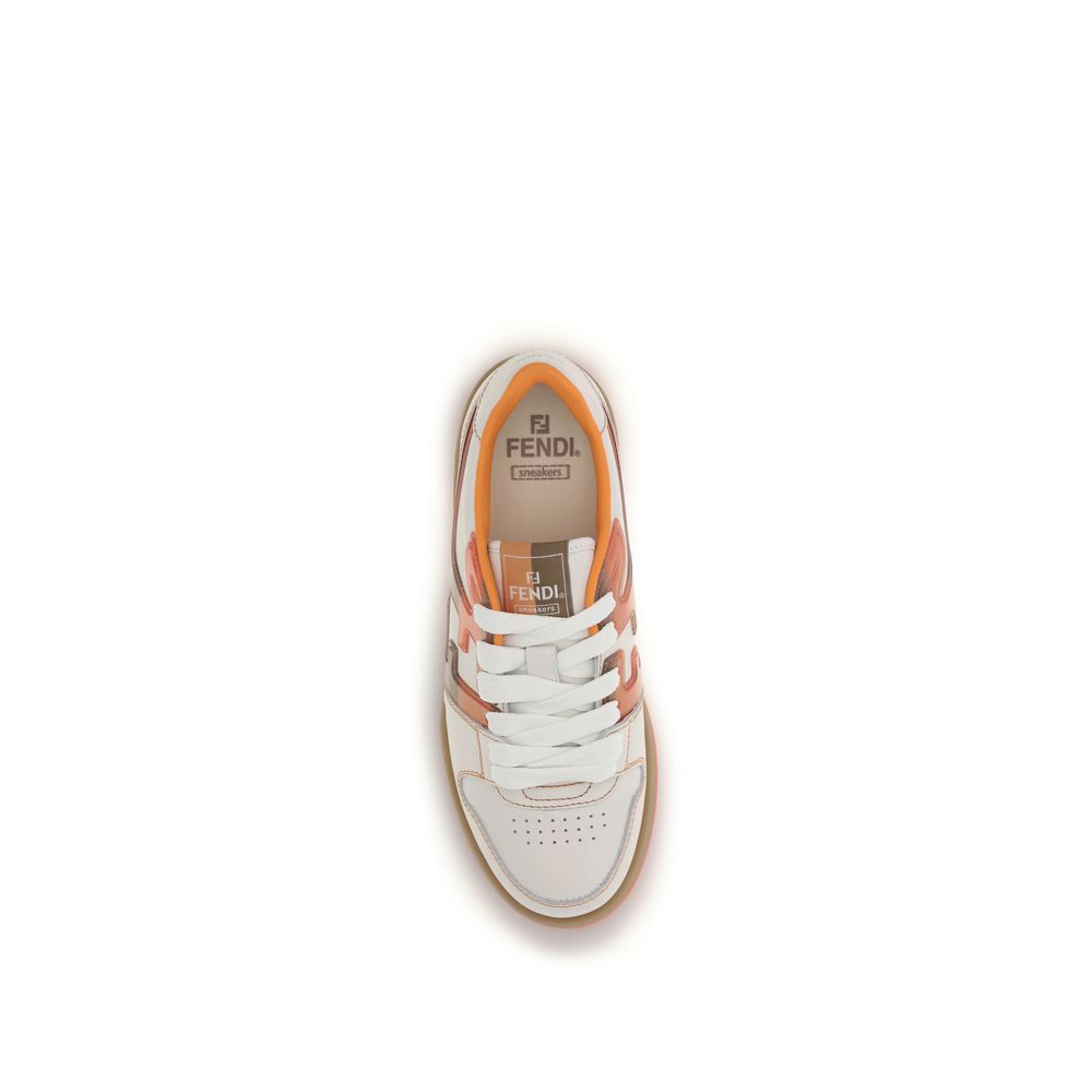 Fendi – Sneakers Match en Cuir Grainé | Logo FF Semi-Transparent | Collection AW26