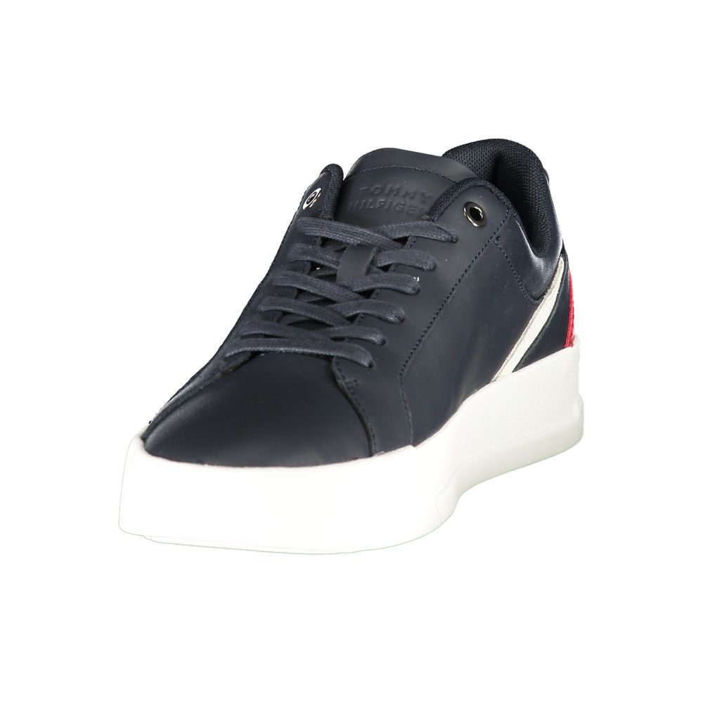Tommy Hilfiger – Sneakers Homme Bleu | Détails Rouge & Blanc Contrastants | Logo Print | Semelle Amovible
