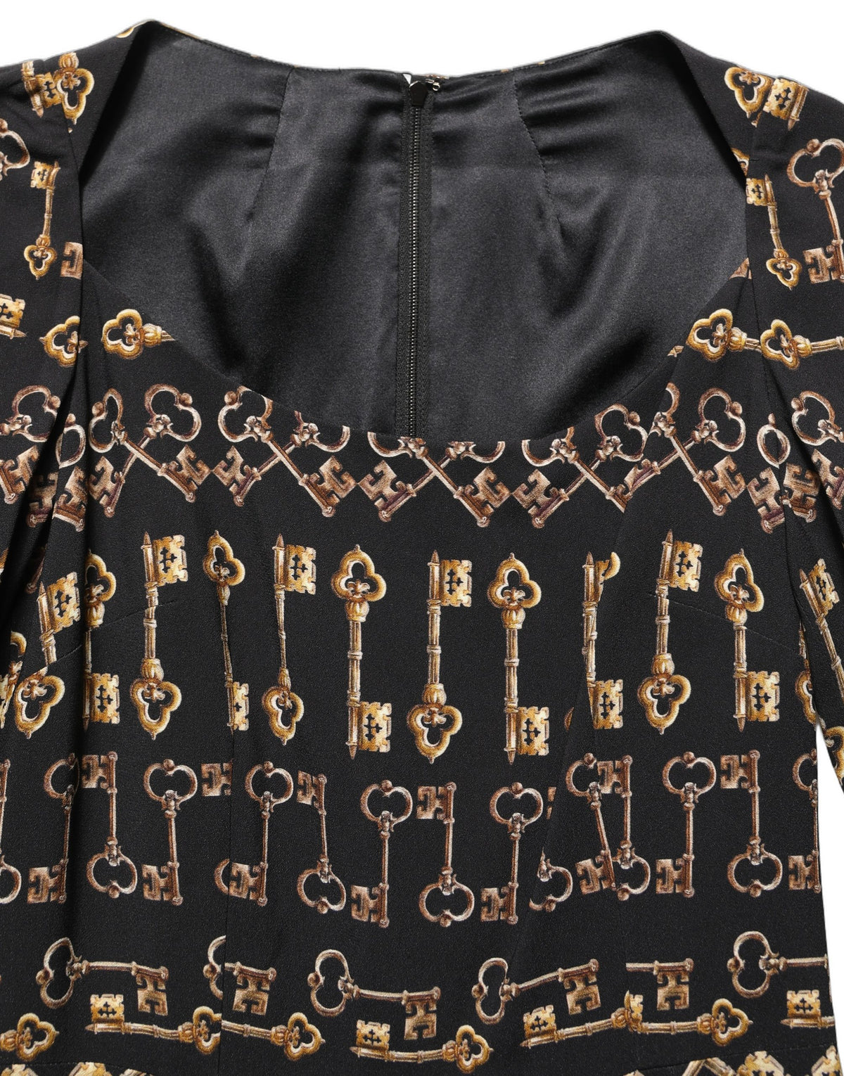 Robe midi fourreau Dolce & Gabbana à manches longues en viscose noir imprimé clés – DR82207