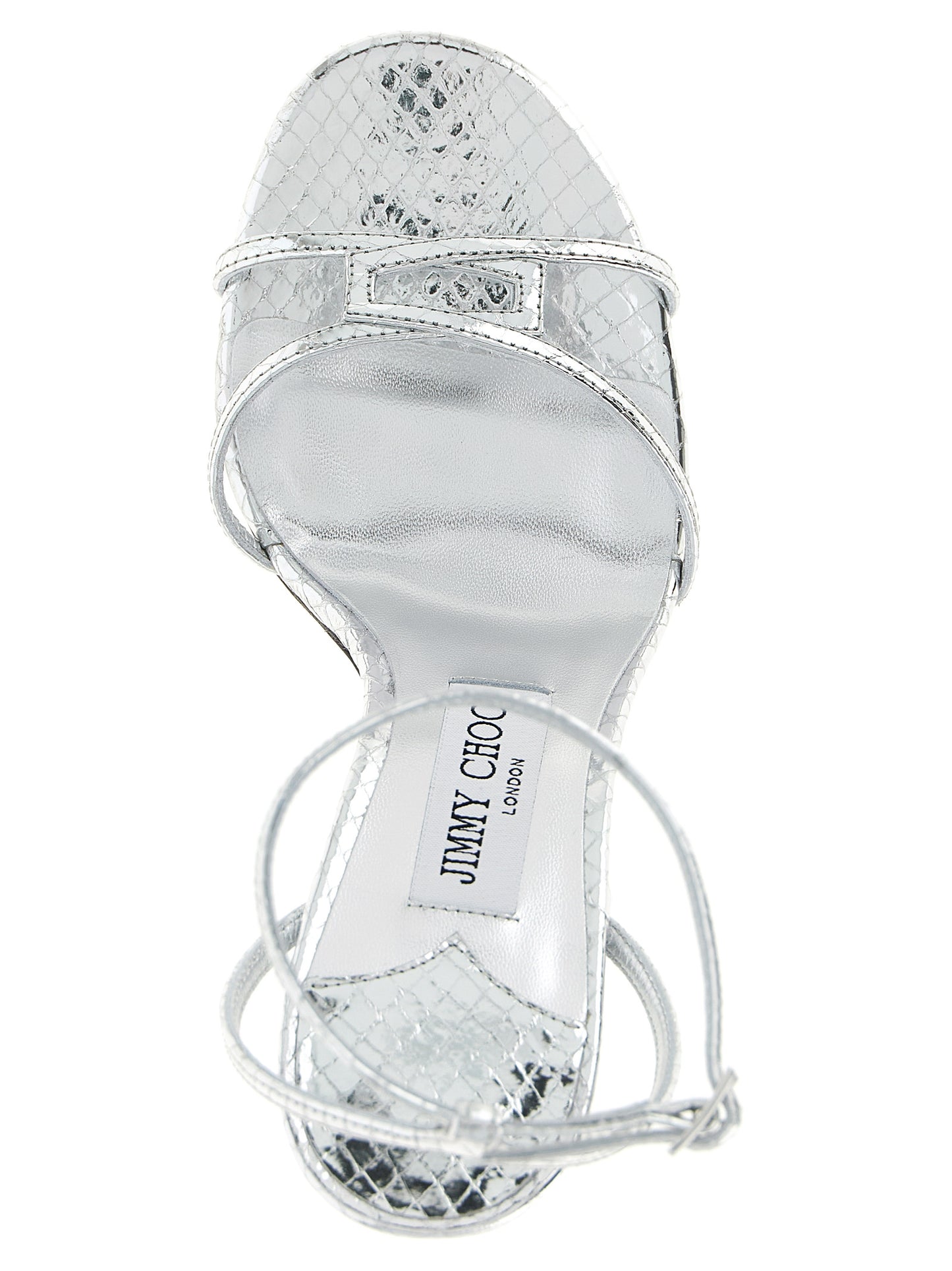 Jimmy Choo Silver Leather Stiletto Heel Sandals