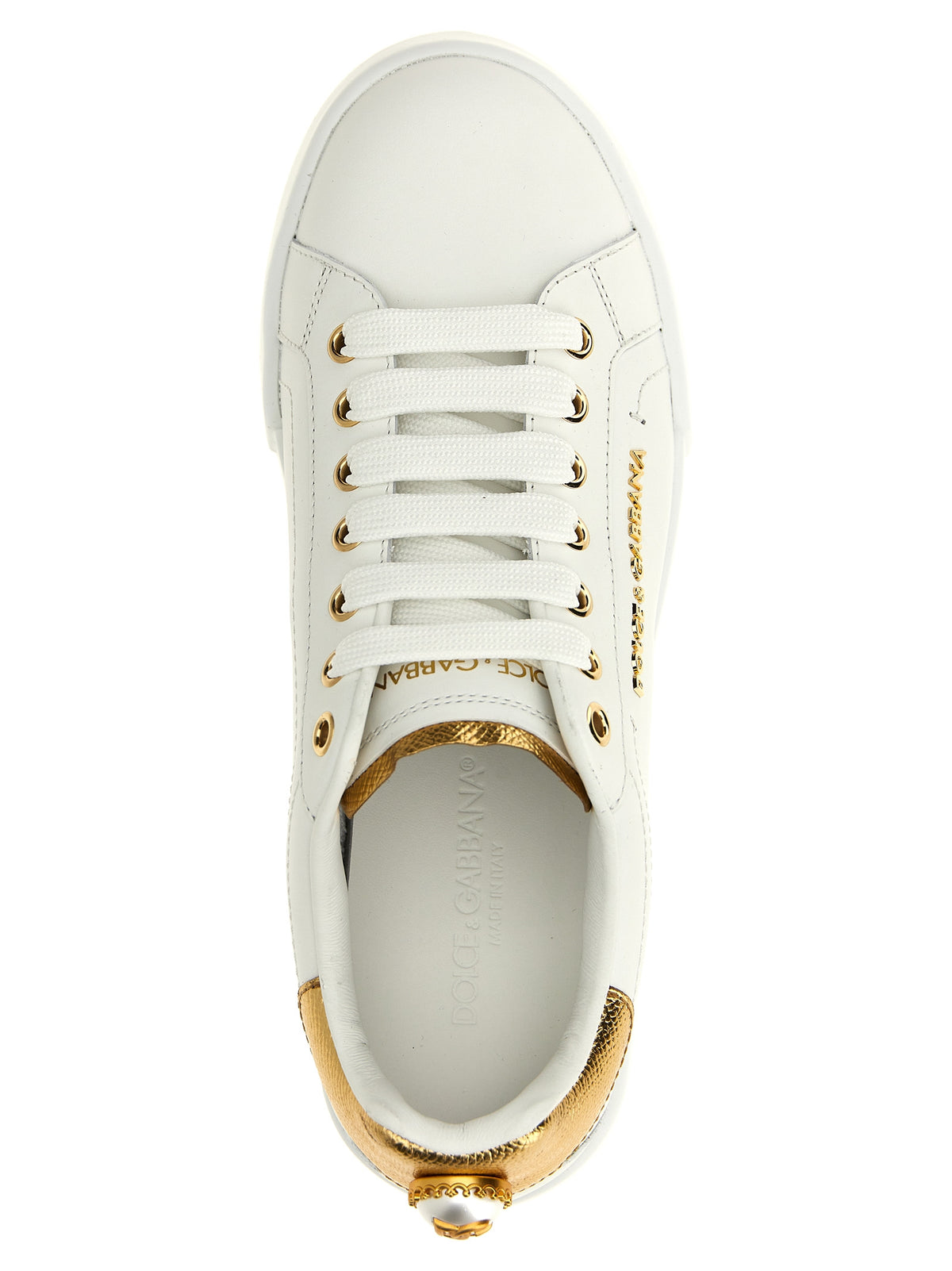 Baskets Dolce & Gabbana femme Portofino en cuir de veau doré – DO-310538