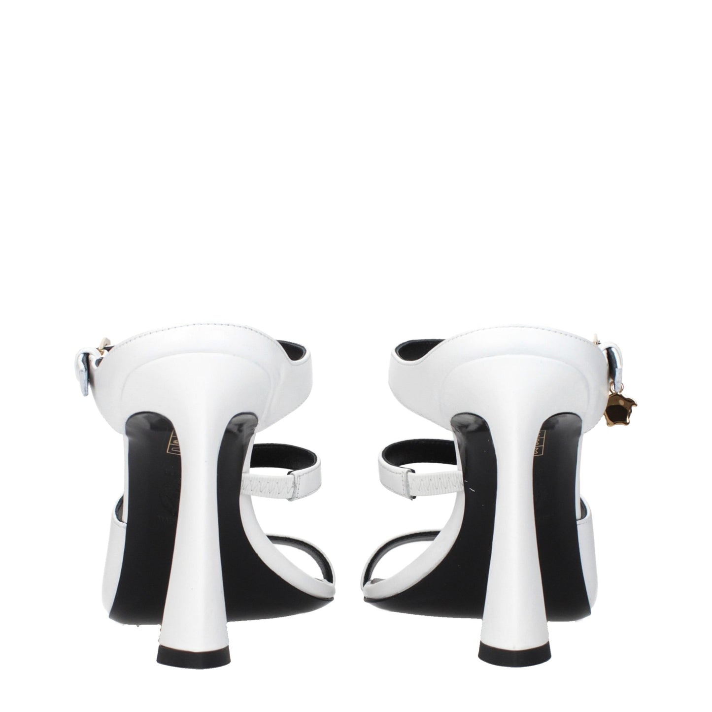 Versace White Leather Stiletto Heel Sandals