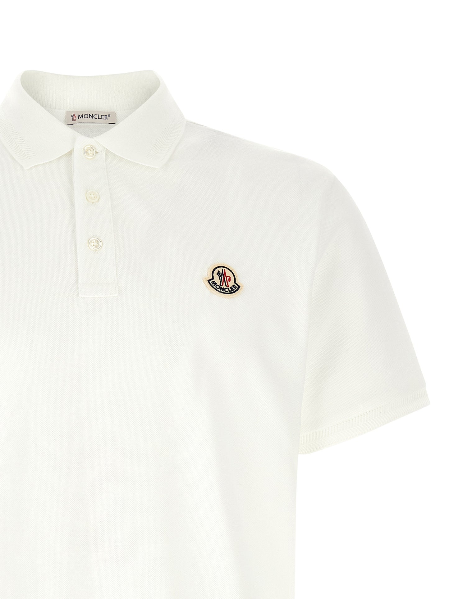 Moncler White Cotton Polo Shirt