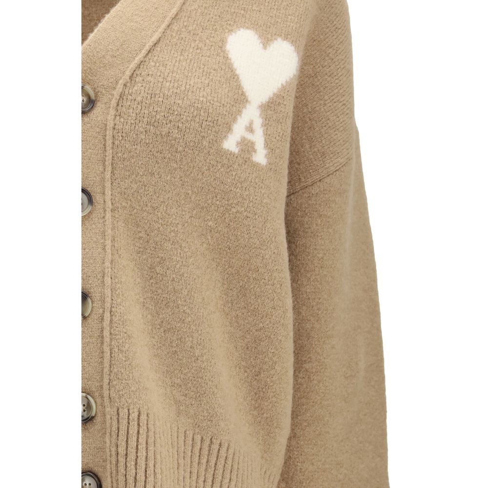Cardigan Ami Paris mixte Ami de Coeur en alpaga beige – AM-UKC365KN0135A278