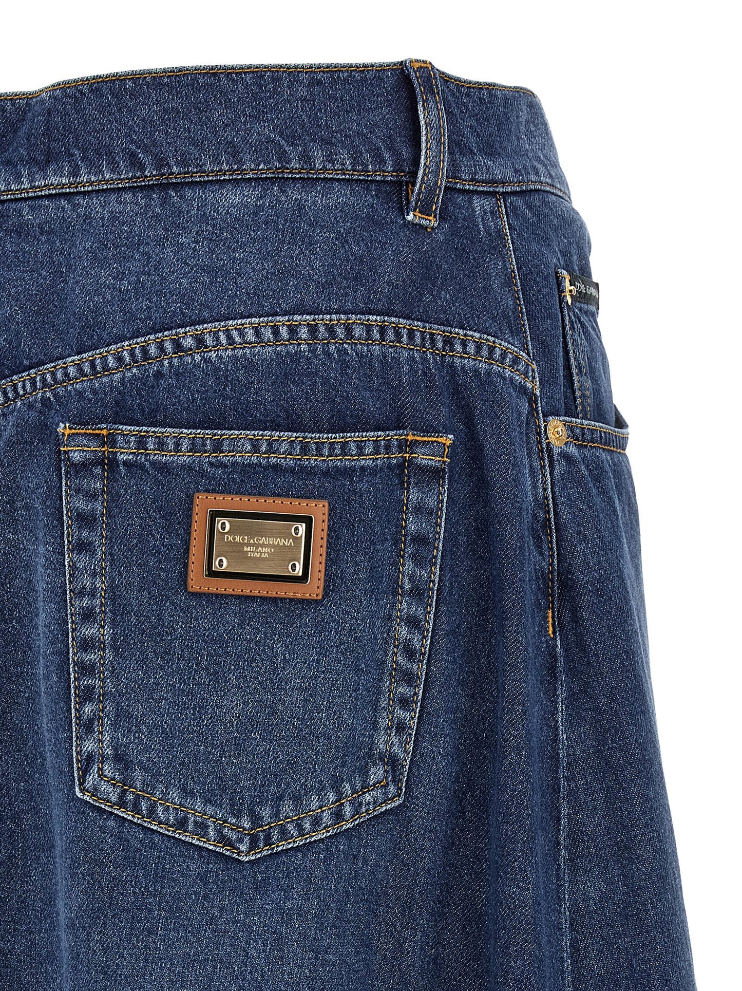 Dolce & Gabbana Blue Cotton Mini Skirt