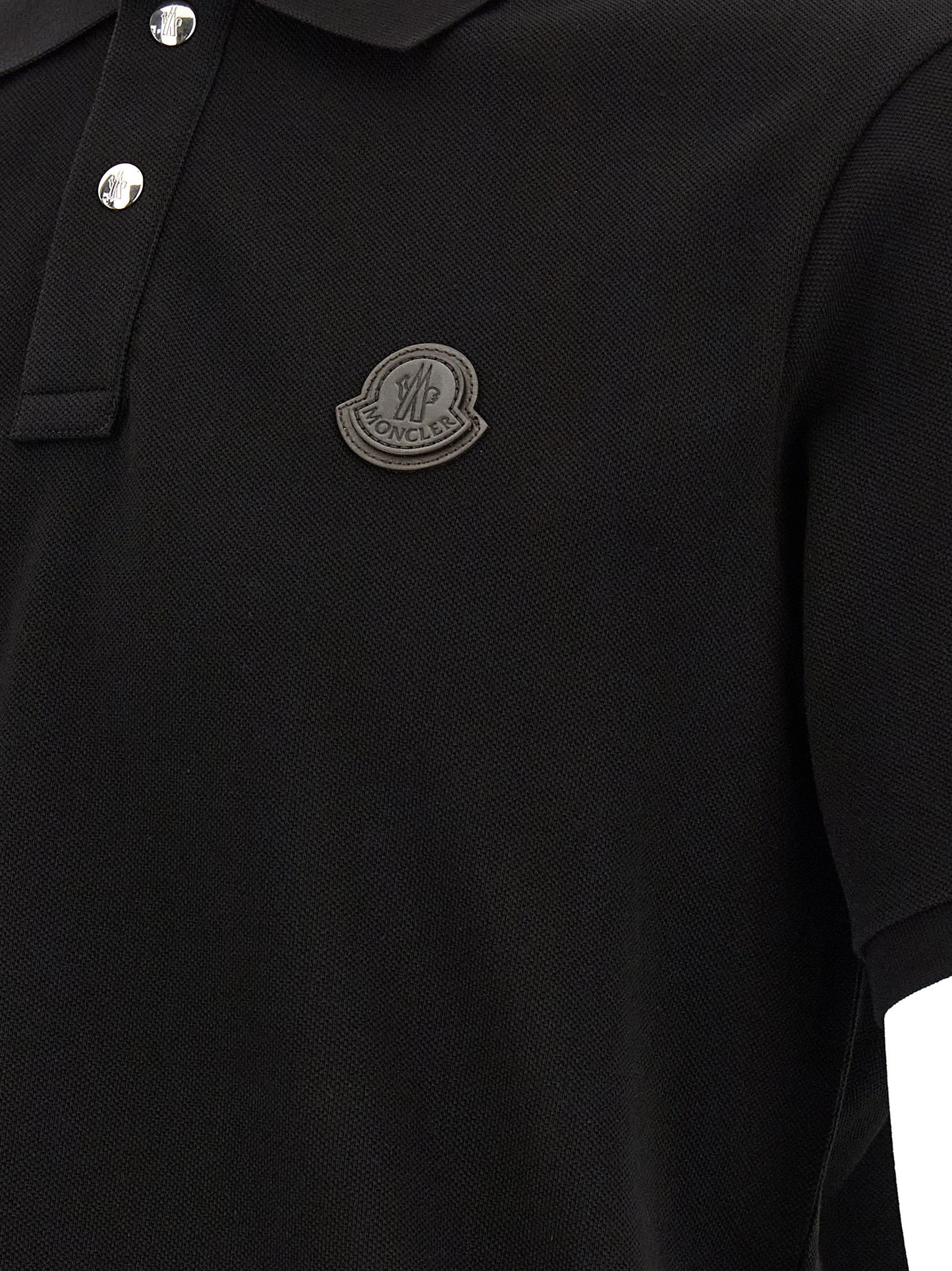 Moncler Black Leather Polo Shirt