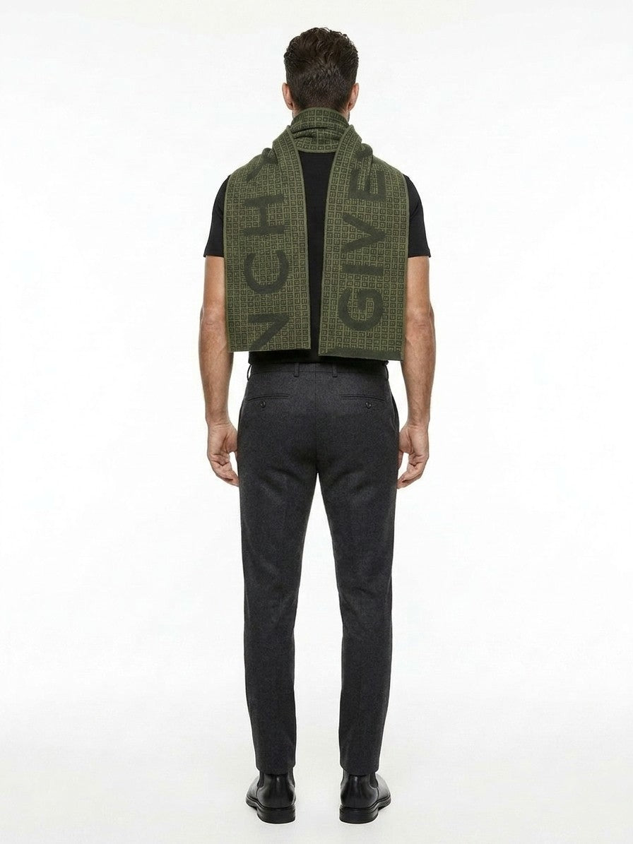 Écharpe Givenchy homme en laine, cachemire et soie verte – GIGV3518J5285002SG