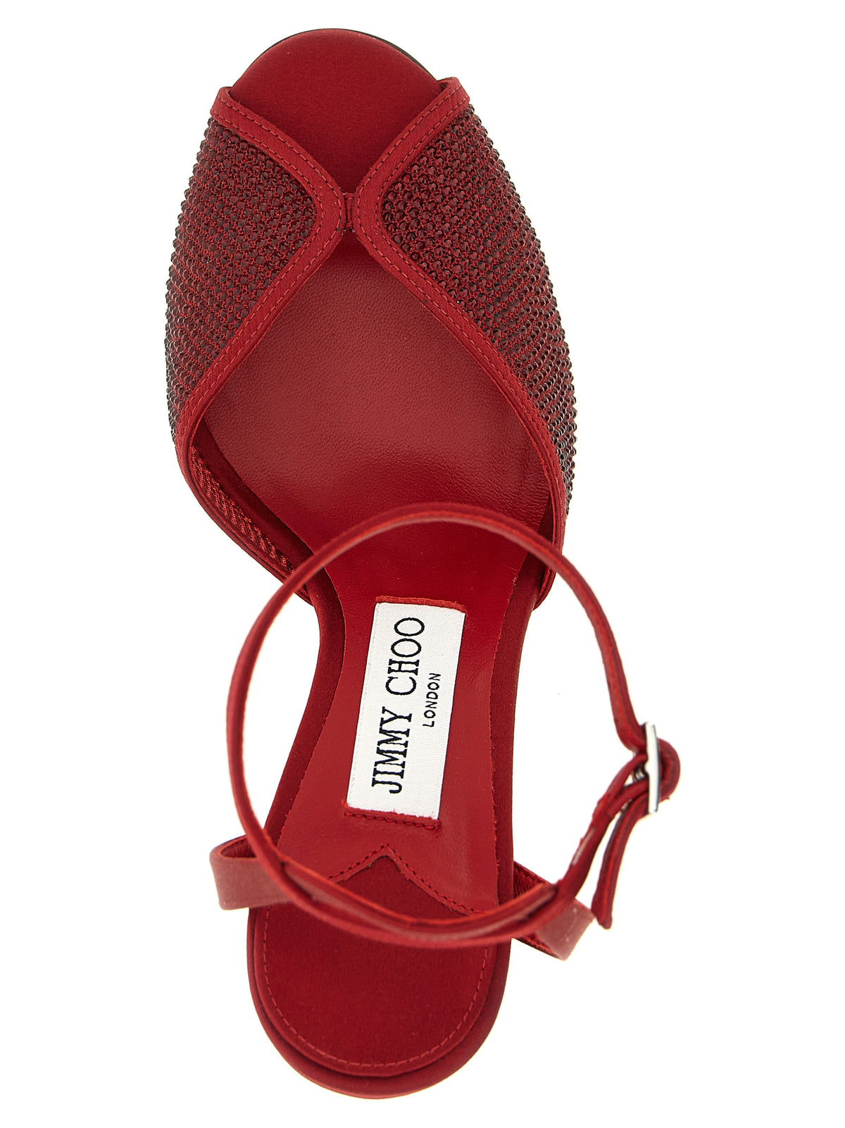 Sandales à talon aiguille Jimmy Choo Sacora en cuir d'agneau rouge – JI-341936