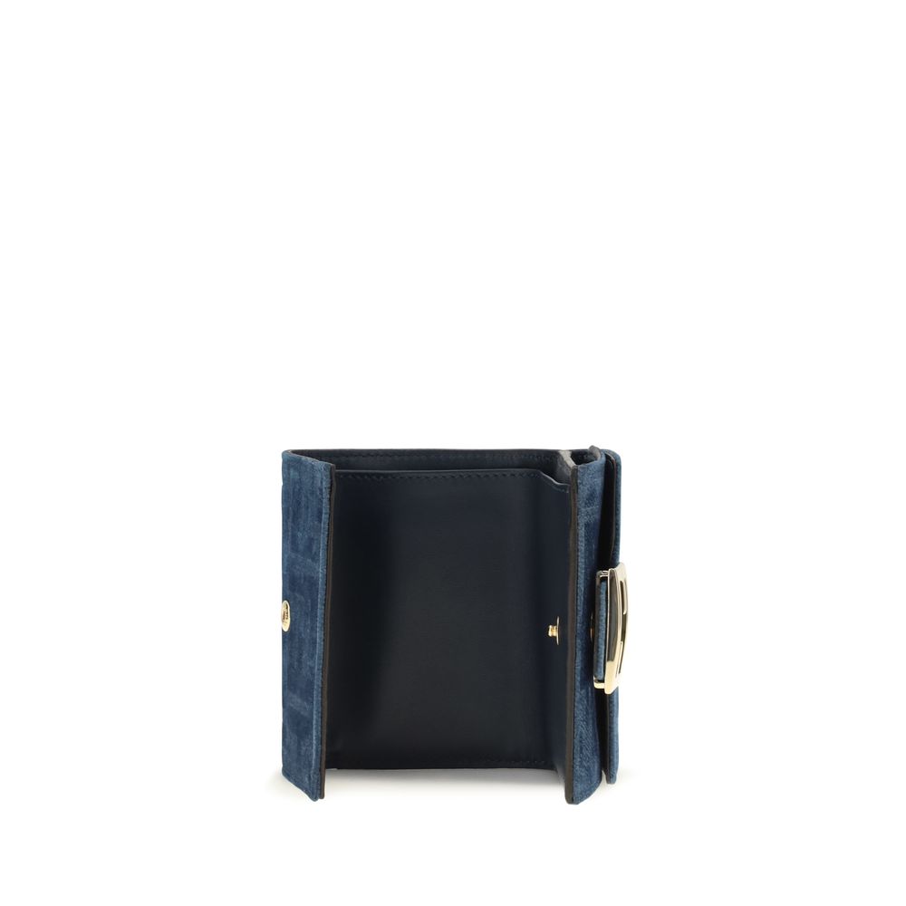 Portefeuille Fendi trois volets en coton bleu – FE8M0395AW5HF1UJWBB