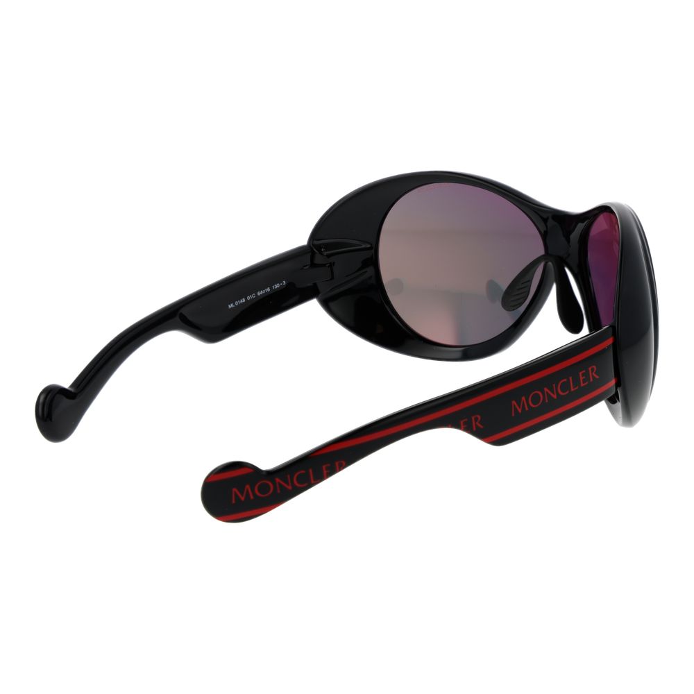 Lunettes de soleil Moncler mixte ovales en plastique noir – MO-1044369