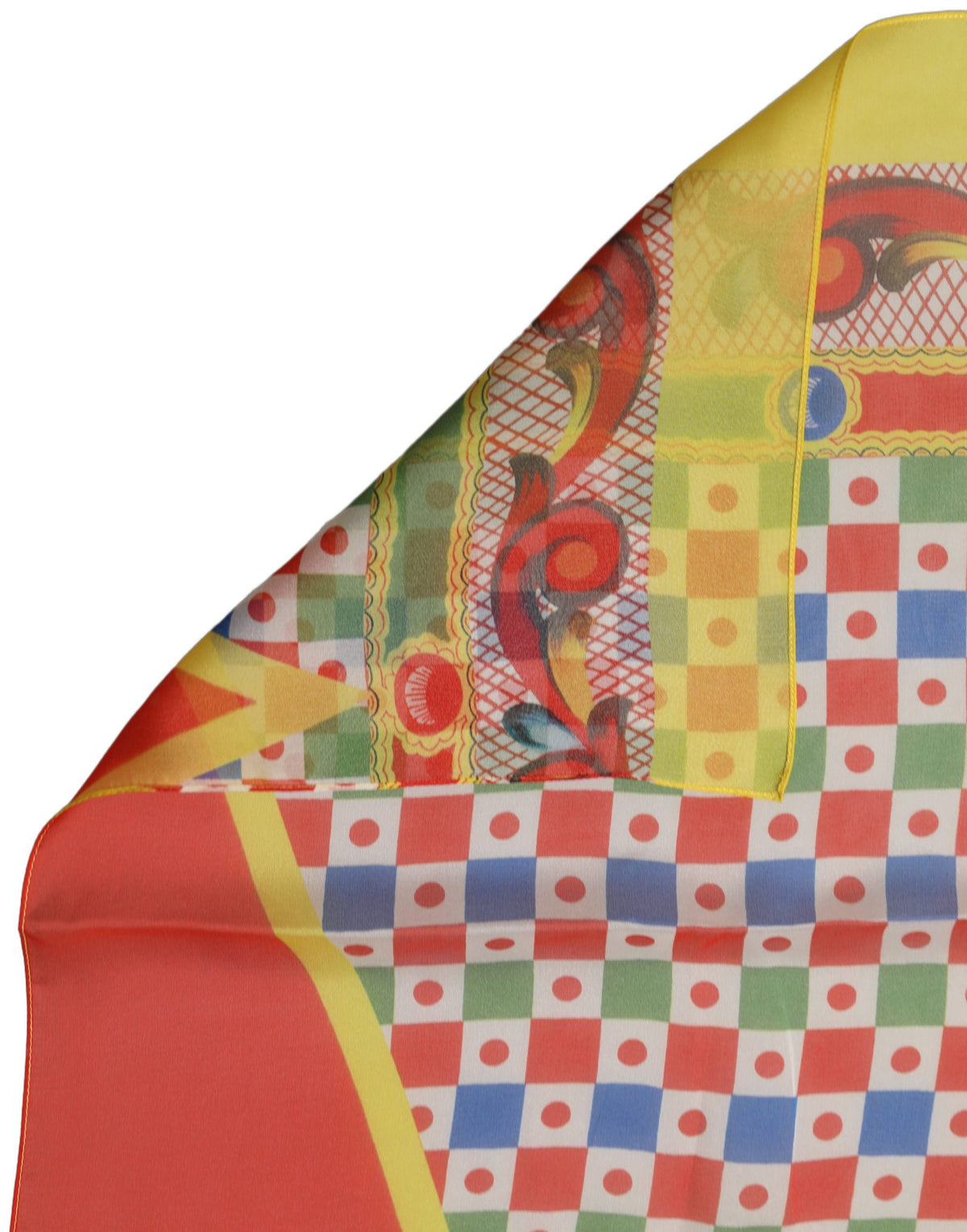 Dolce & Gabbana Estola Lenço Multicolorido em Seda com Estampa Carretto