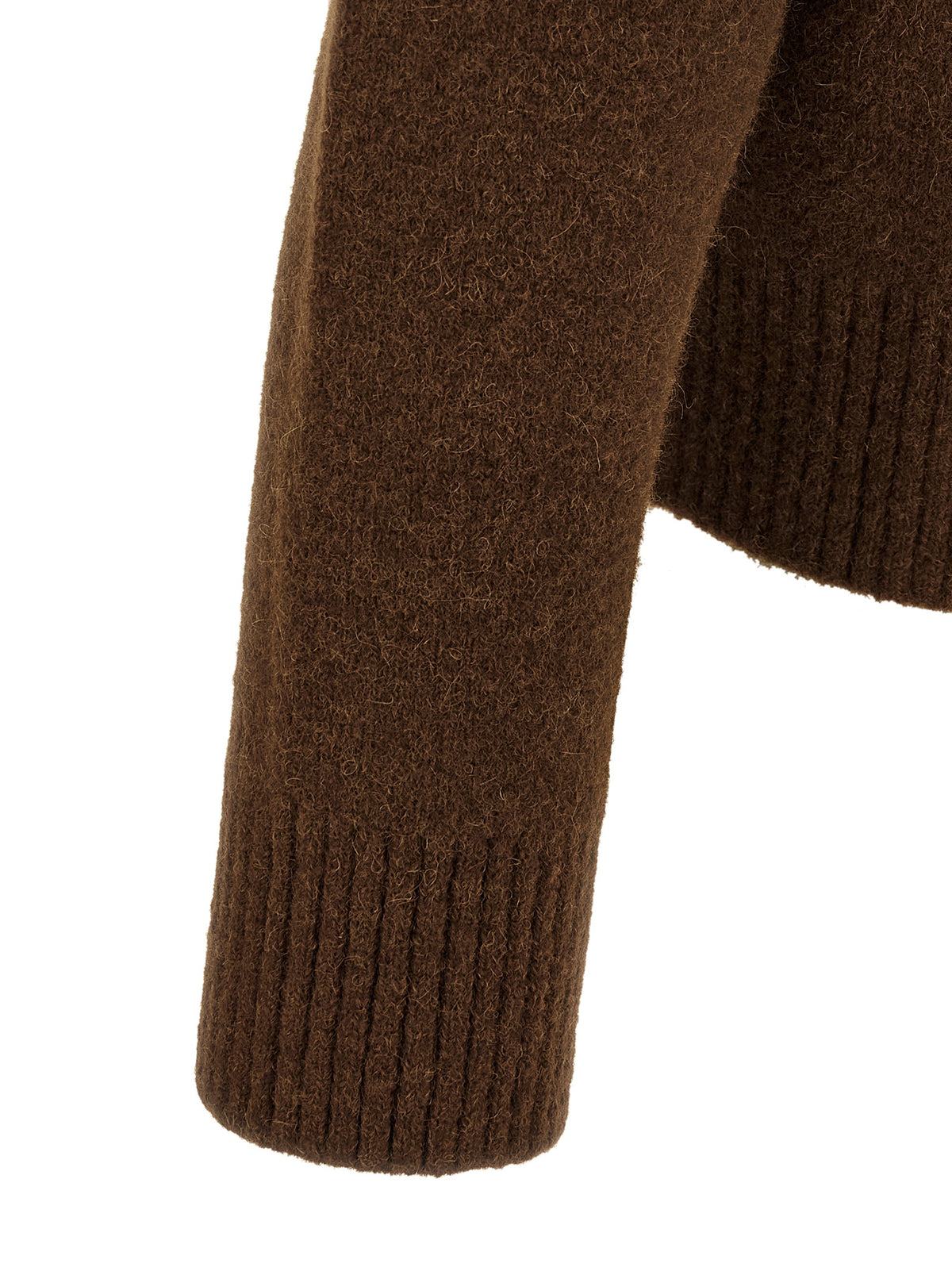 Ami Paris Brown Alpaca Leather Polo Shirt