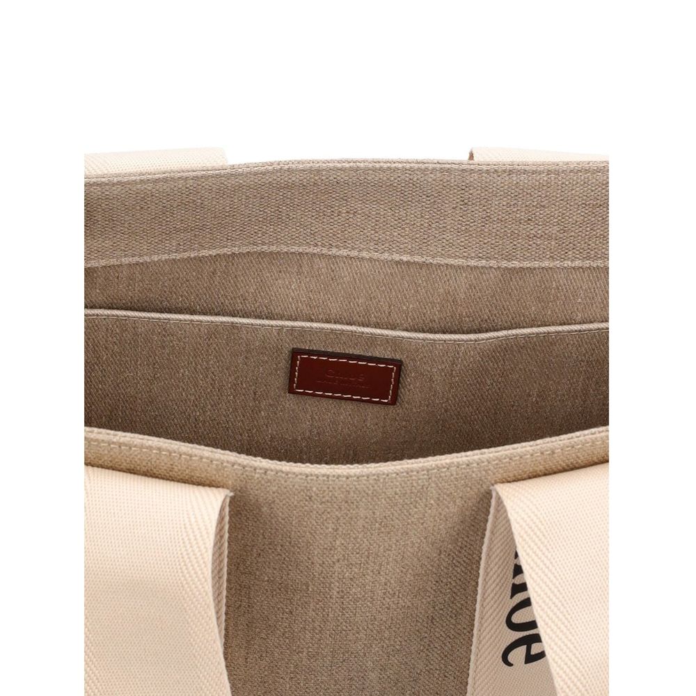 Sac cabas Chloé femme en lin beige – CH-8989608607956