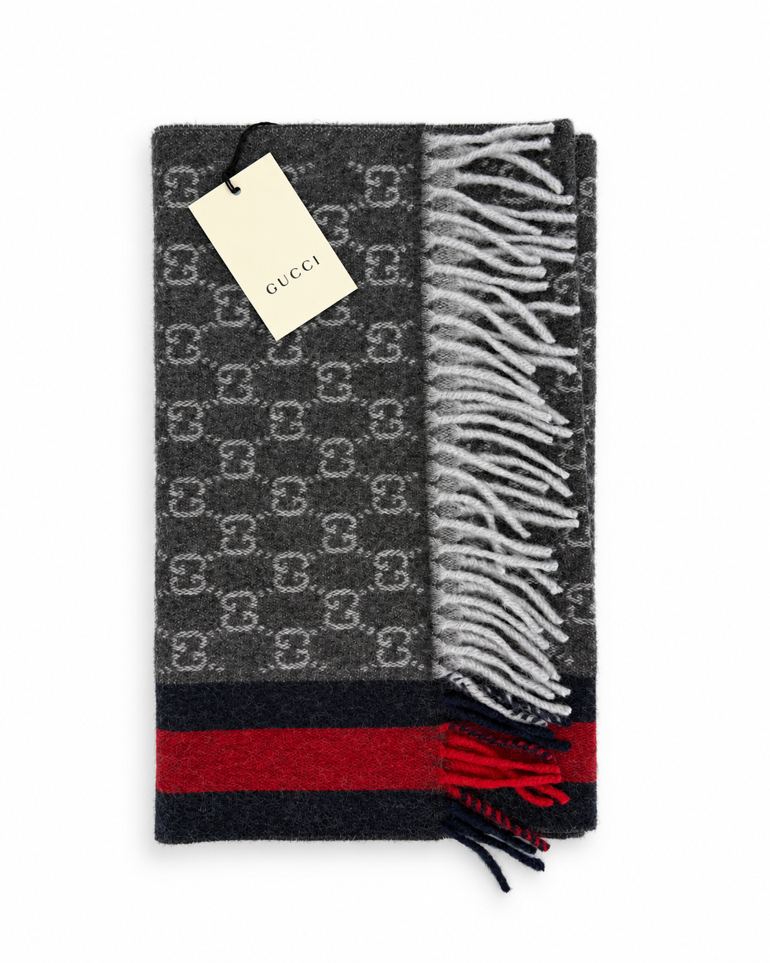 Écharpe Gucci mixte en cachemire et laine gris anthracite – GU467876FBB