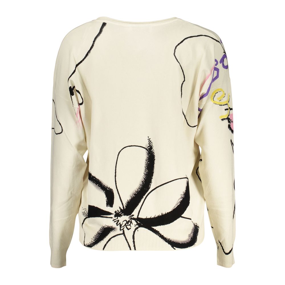Pull Desigual femme col V en viscose blanc – DE-48300