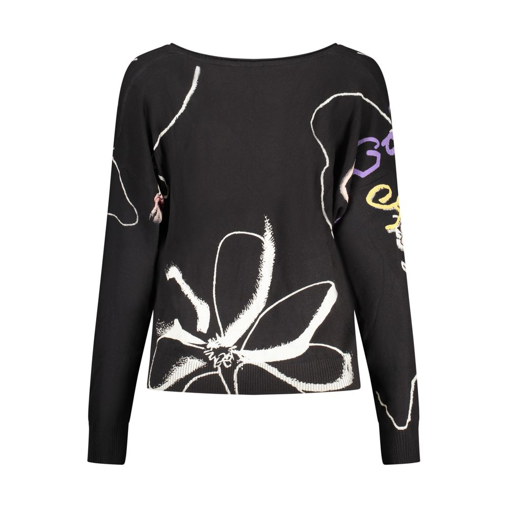 Pull Desigual femme col V en viscose noir – DE-48336