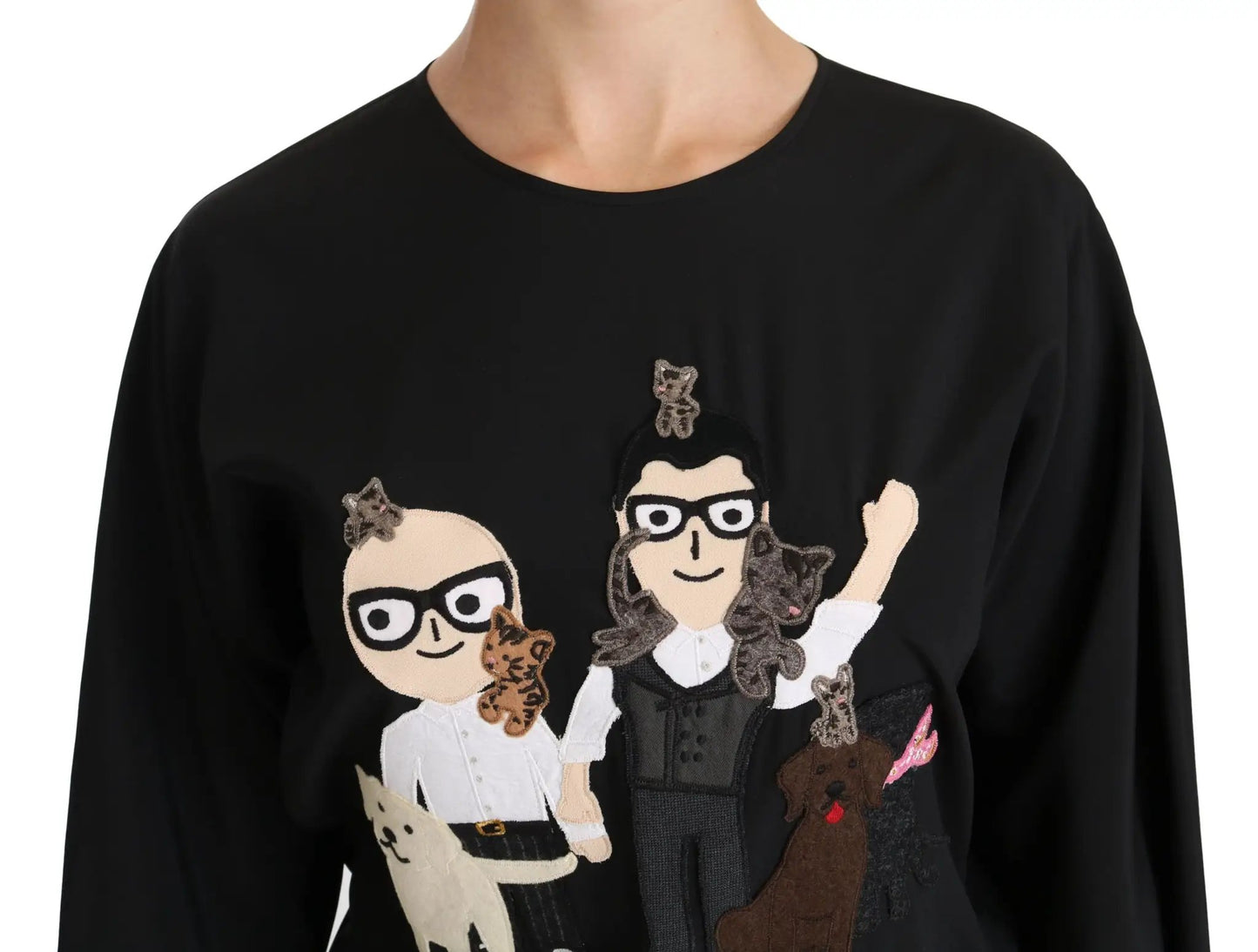 Dolce & Gabbana Black #dgfamily Top T-shirt Silk Blouse by Dolce & Gabbana
