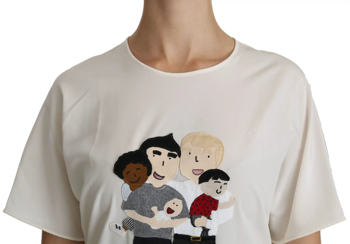 Dolce & Gabbana White #dgfamily Patch Short Sleeve Blouse Top by Dolce & Gabbana