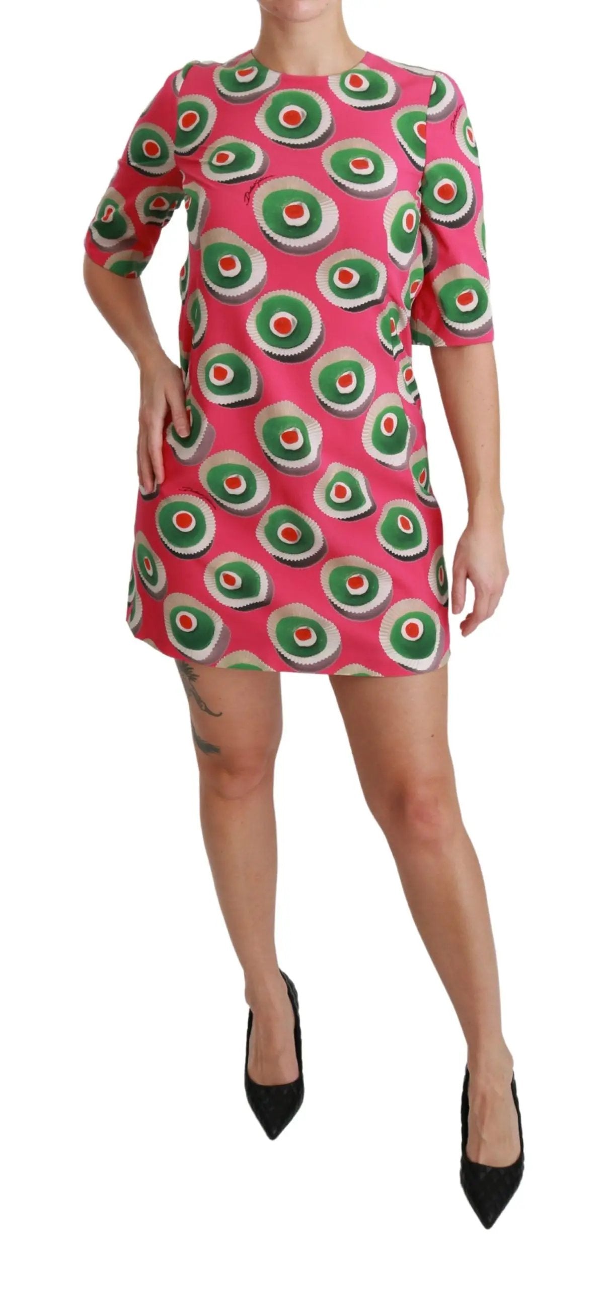 Dolce & Gabbana Pink Silk Cup Cake Shift Stretch Dress by Dolce & Gabbana