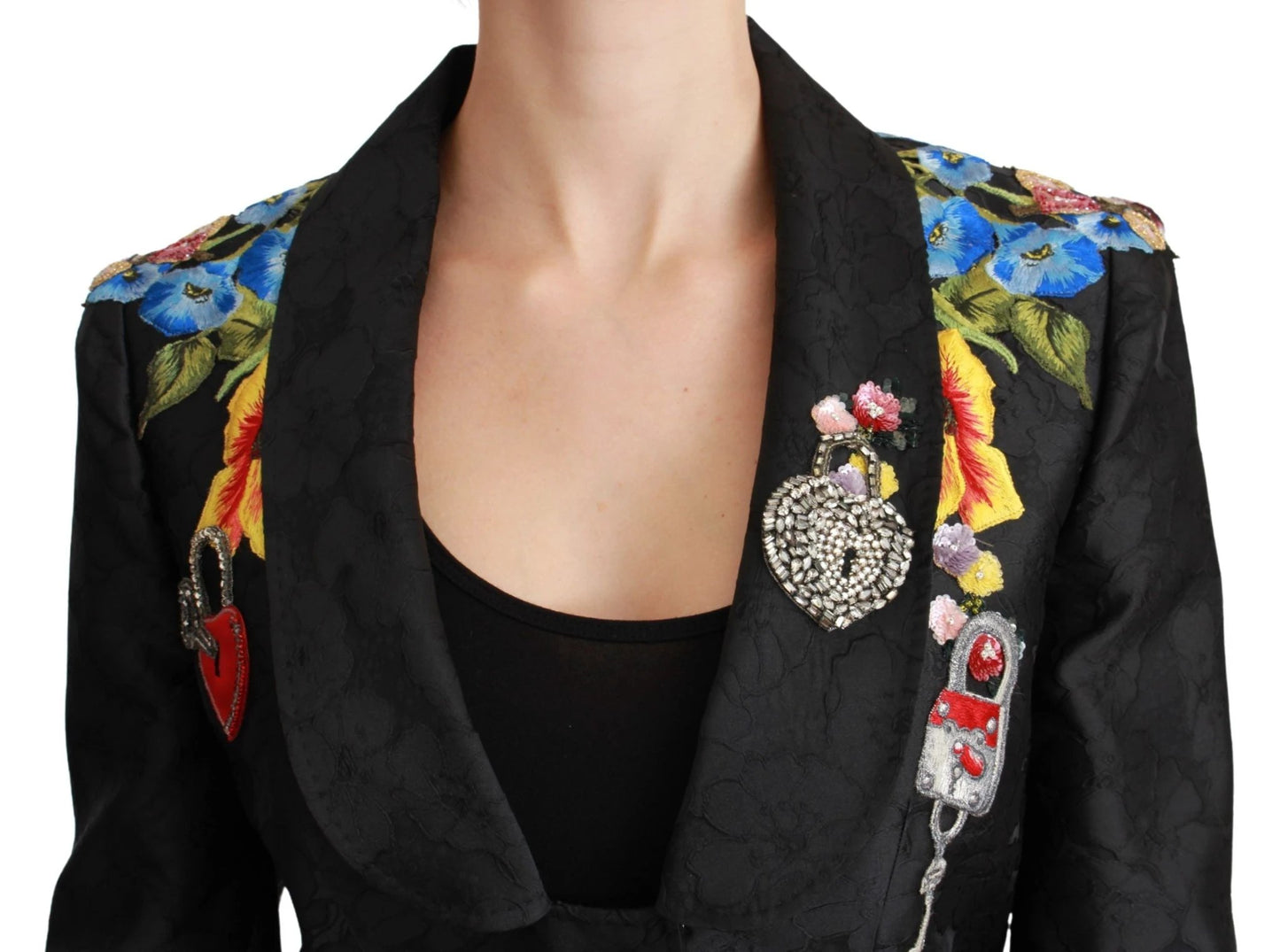 Dolce & Gabbana Black Brocade Crystal Blazer Jacket by Dolce & Gabbana